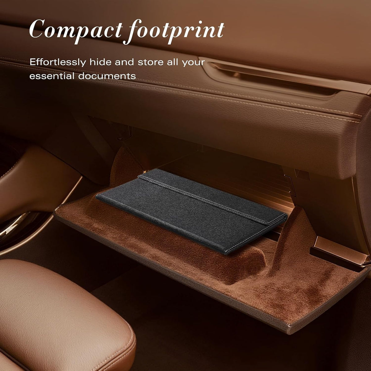 CoBak Leather Car Registration and Insurance Holder with Magnetic Compartment - Vehicle Glove Box Organizer for Driver License, Cards, Emergency Cash - Auto Truck Accessories Case, Cloth Black