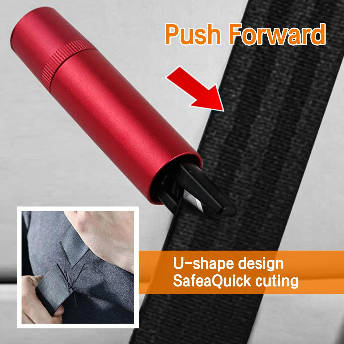 4Pcs Safety Hammer, 2 in 1 Car Window Breaker and Seatbelt Cutter, Red