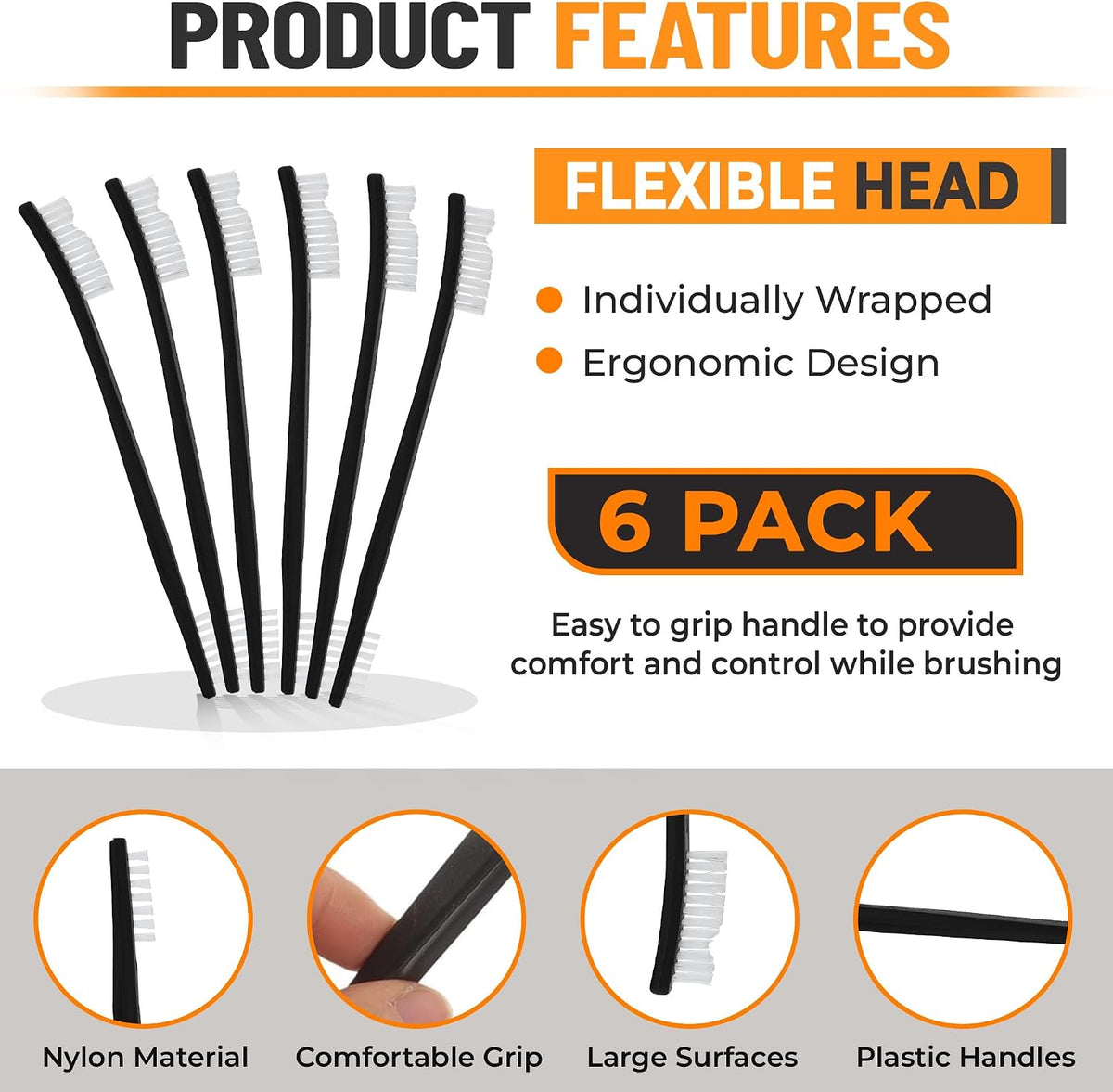 Nanoskin Detail Brushes for Automotive Cleaning, 6-Pack