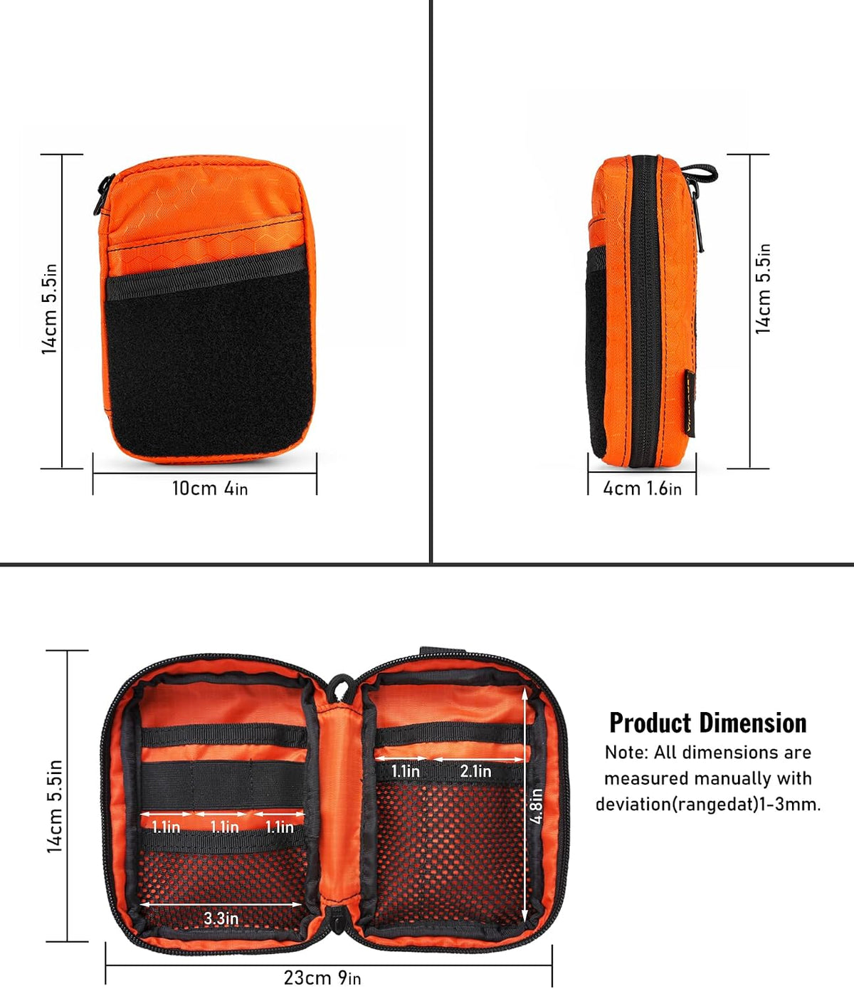 VIPERADE VE26 EDC Pouch Organizer with 11 Compartments, Small Tool Pouch with DIY Patches Area, EDC Pocket Organizer for Mutitools