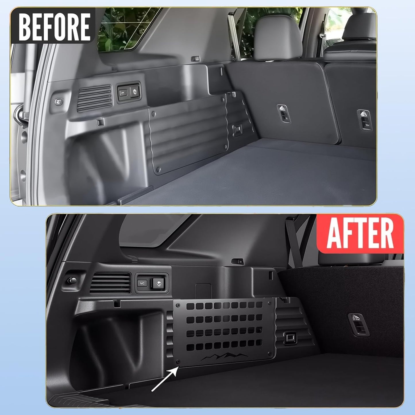 2 Pecs Metal Molle Storage Trunk Organizer for 2026 Honda Passport, MOLLE trunk mounting panel functional partition,08Z03-3BM-100,black