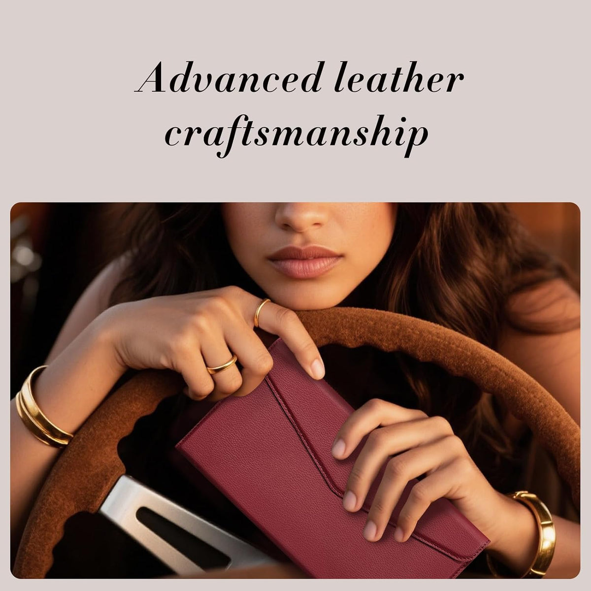 CoBak Leather Car Registration and Insurance Holder with Magnetic Compartment - Vehicle Glove Box Organizer for Driver License, Cards, Emergency Cash - Auto Truck Accessories Case, Wine Red