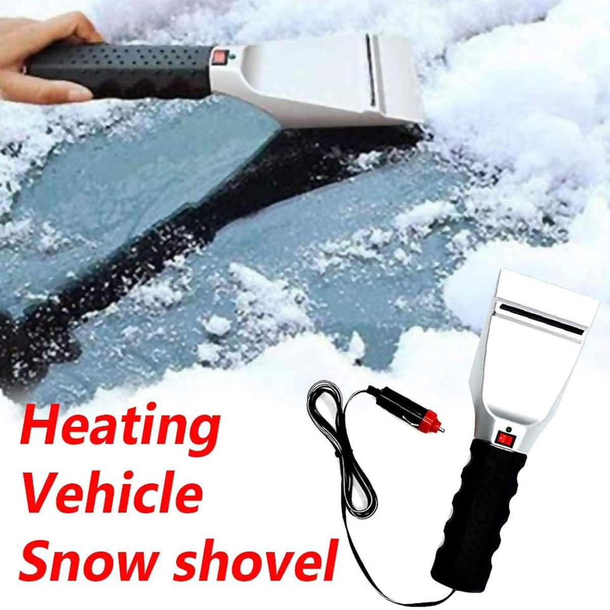 Car Heated Snow Ice Scraper, 12V Electric Heated Ice Scrapers for Car Auto SUV Truck Windshield Windows, Dual-Use Car Cigarette Lighter Snow Shovel