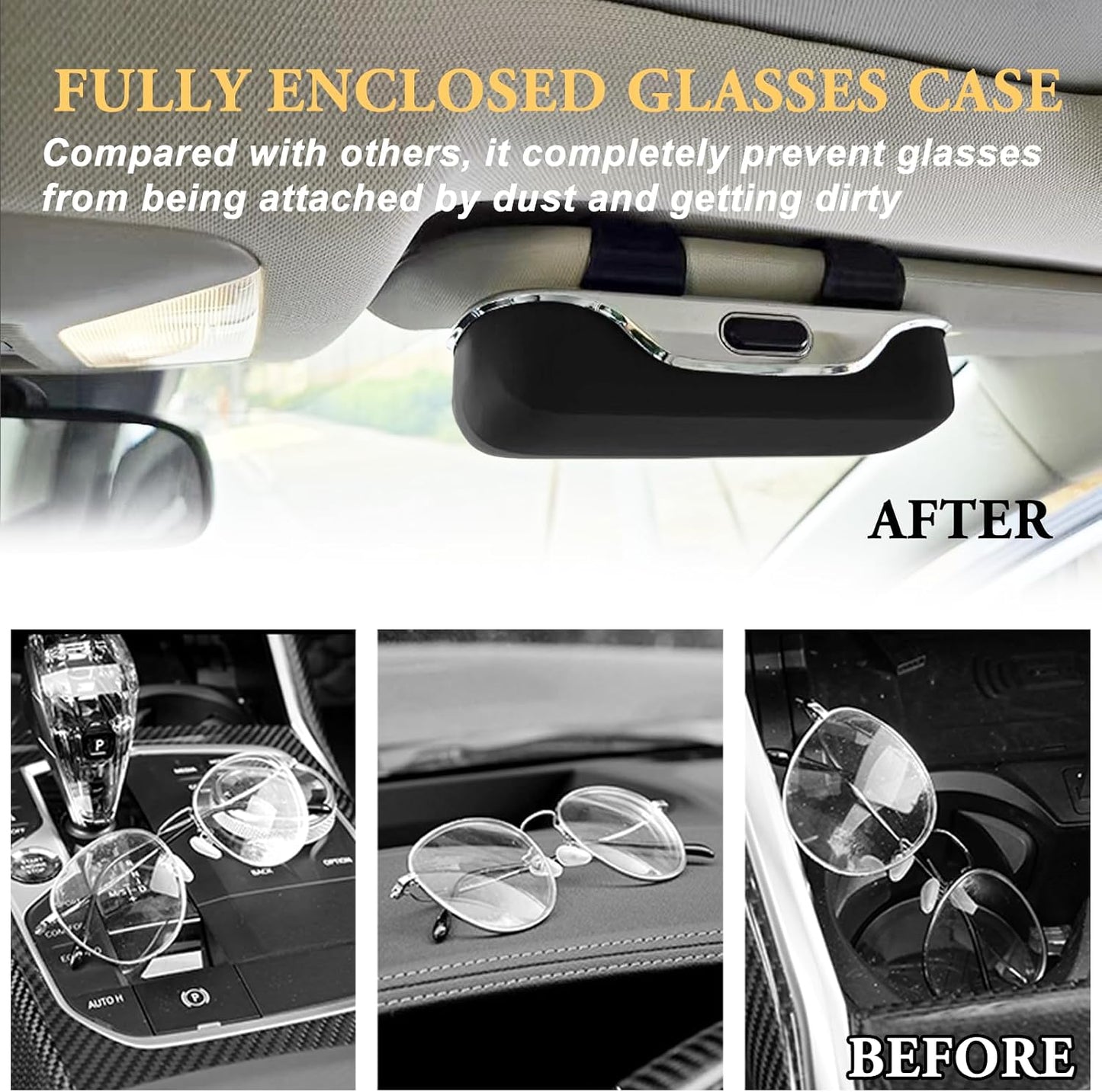 Sunglass Holder for Car Visor Clip, Car Accessories Visor Glasses Holder, Vehicle Visor Accessories Sunglass Holder, Car Sunglass Holder Suitable for Truck and Sedan to Place Sunglass (Black)
