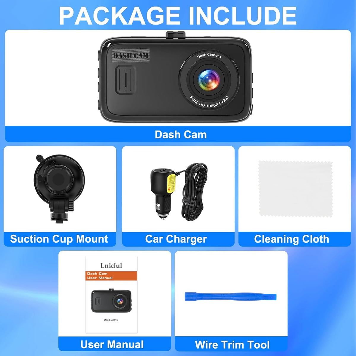 1080P Front Dash Cam, Dashboard Camera Recorder for Cars, NO SD Card