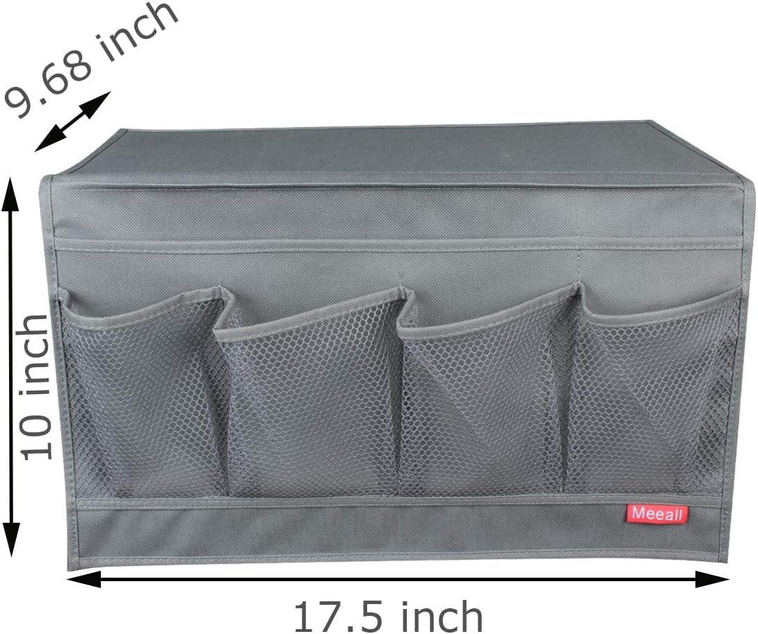 Bedside Storage Organizer with 6 Pockets, Bedside Caddy, Table Cabinet Storage Organizer, TV Remote Control, Phones, Magazines, Tablets, Accessories, Grey