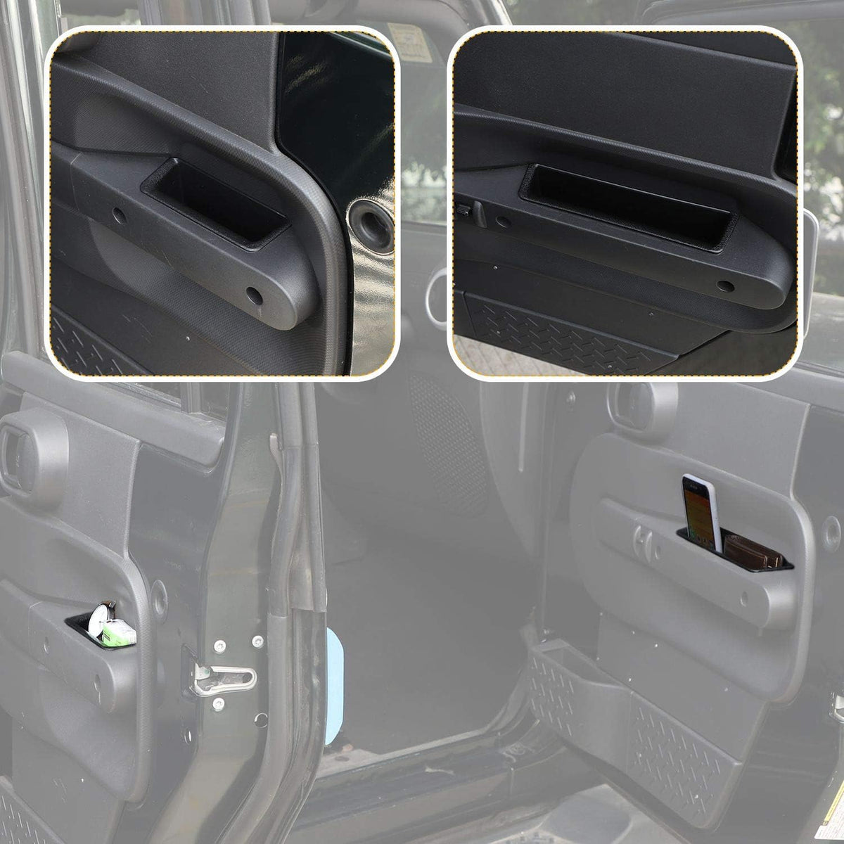JeCar Door Handle Storage Tray Organizer for 2007-2010 Jeep Wrangler JK JKU