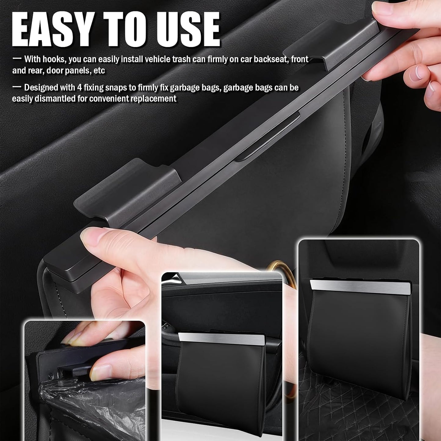 LED Car Trash Can Leak-Proof,Strong Magnetic Fast Closing Car Trash Bin as Cars Organizers and Storage,Cars Garbage Can with Automotive Trashs Bag for Backseat,Console,Door