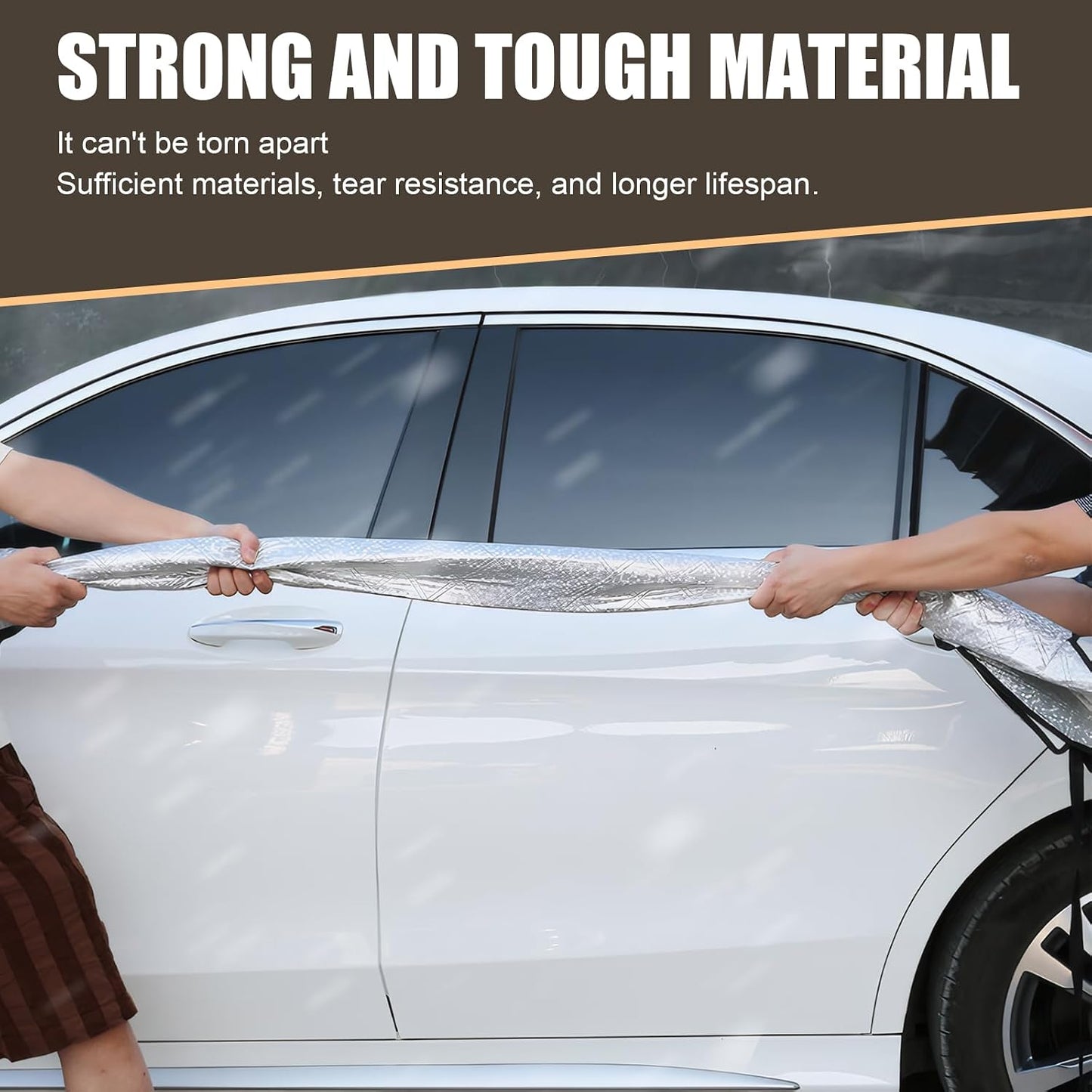 Car Windshield Cover for Ice and Snow, Thickened Windproof Four-season Protection Waterproof Dustproof Frost-proof Portable Car Cloth, Outdoor Indoor Foldable Protective Cover, for Cars (Silver)