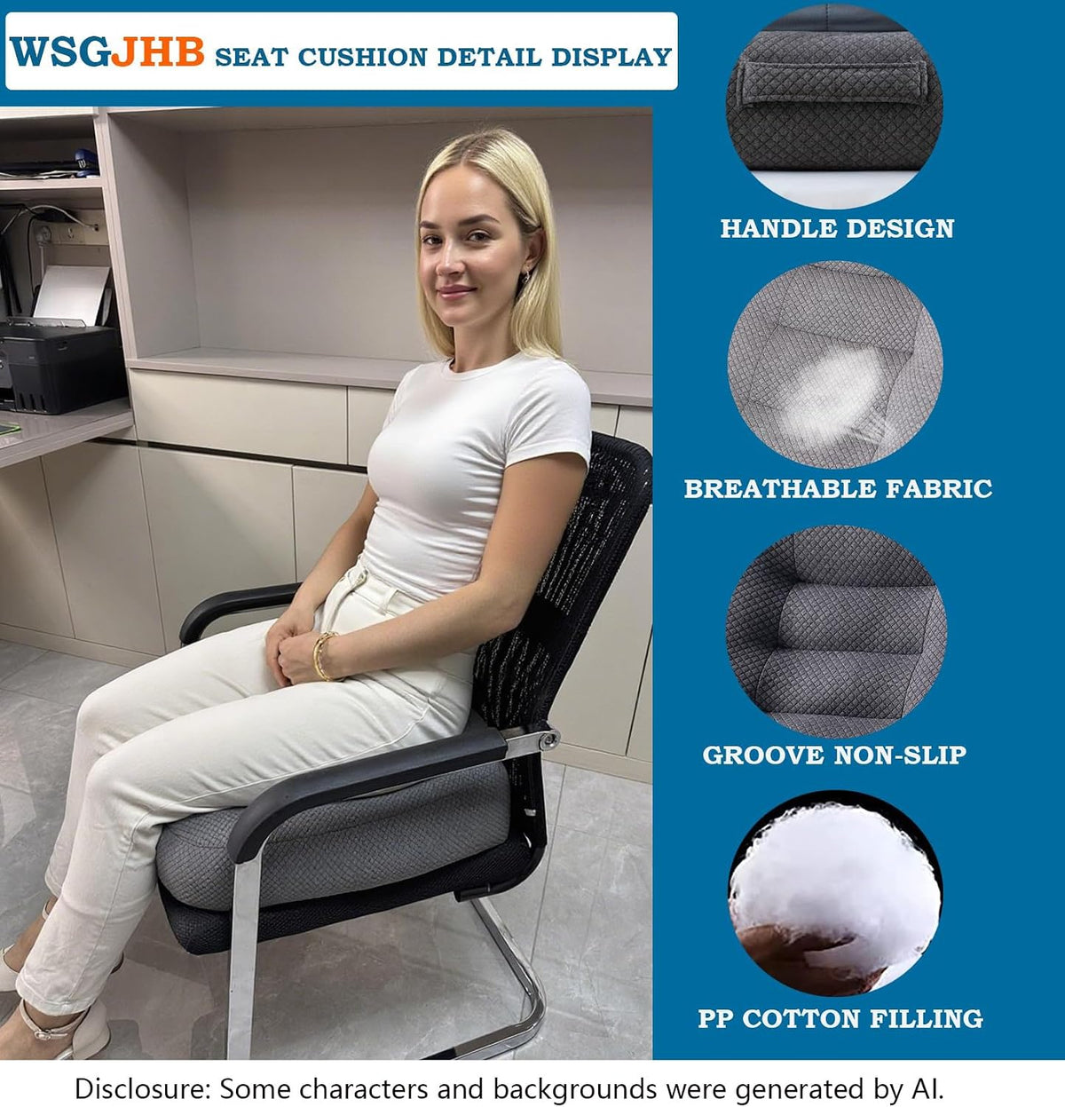 Adult Booster Seat Cushion, Car Seat Cushions for Short People/Thick Office Chair Booster Seat Increase Field of View, for Trucks, Car, Office Chair, Home, Wheelchair,Angle Lift Seat Cushion (Grey)