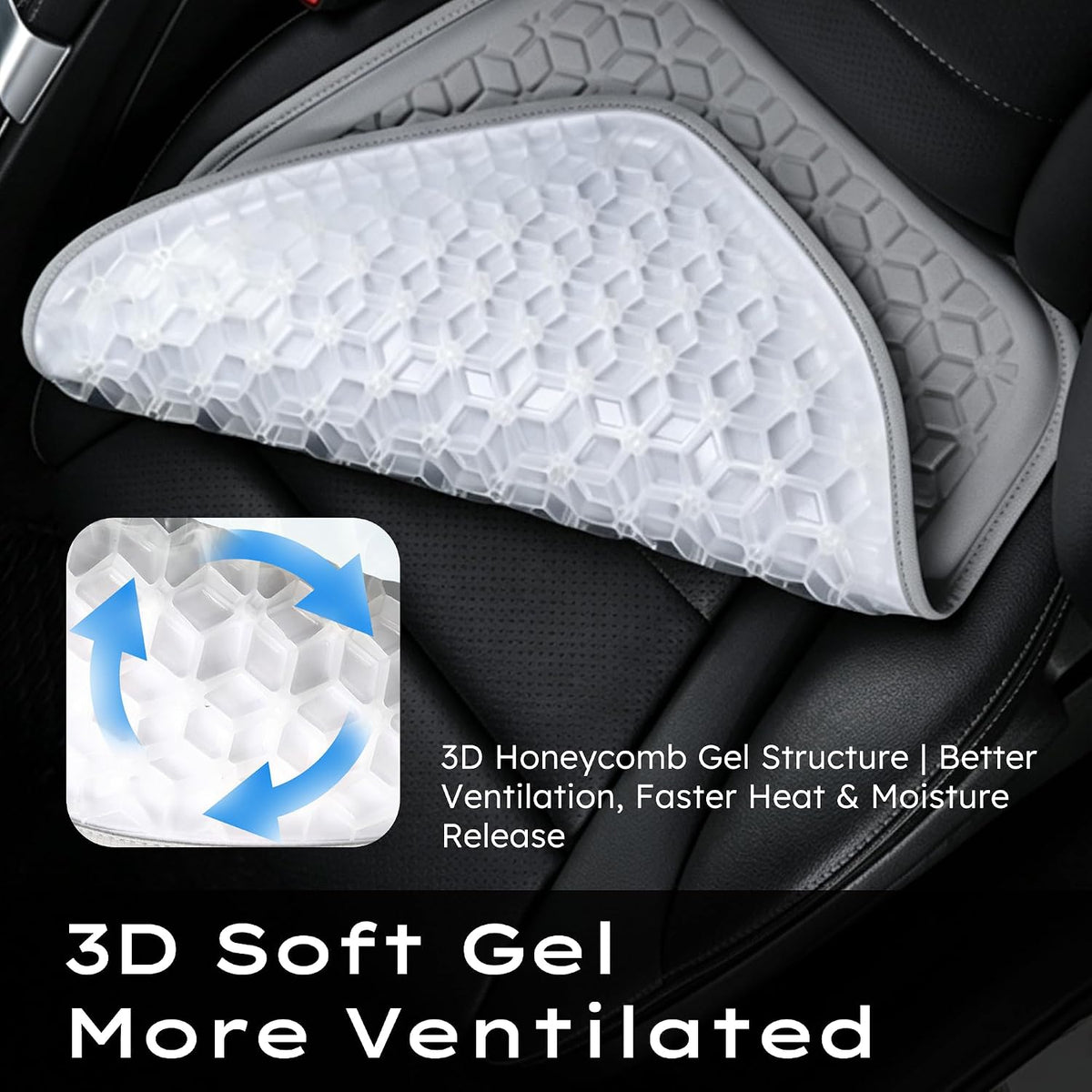 Thin Gel Car Seat Cushion, Non-Slip & Comfortable Automotive Front Seats Cushion Pad for Driver, Breathable Vehicle Interior Mat Cover Accessories，Coffee