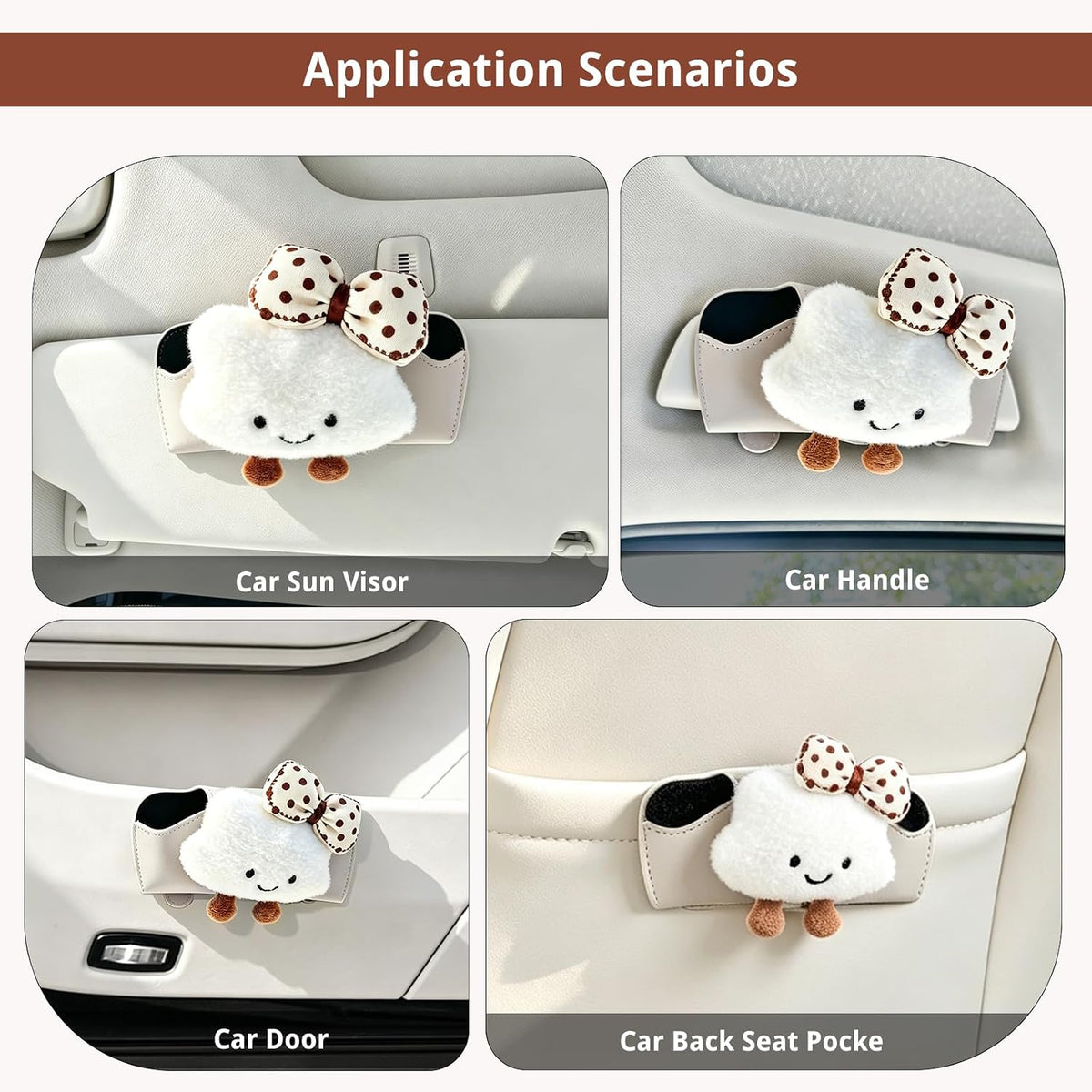 LEIWOOR Cute Cloud Magnetic Leather Sunglass Car Visor Clip Case Holder