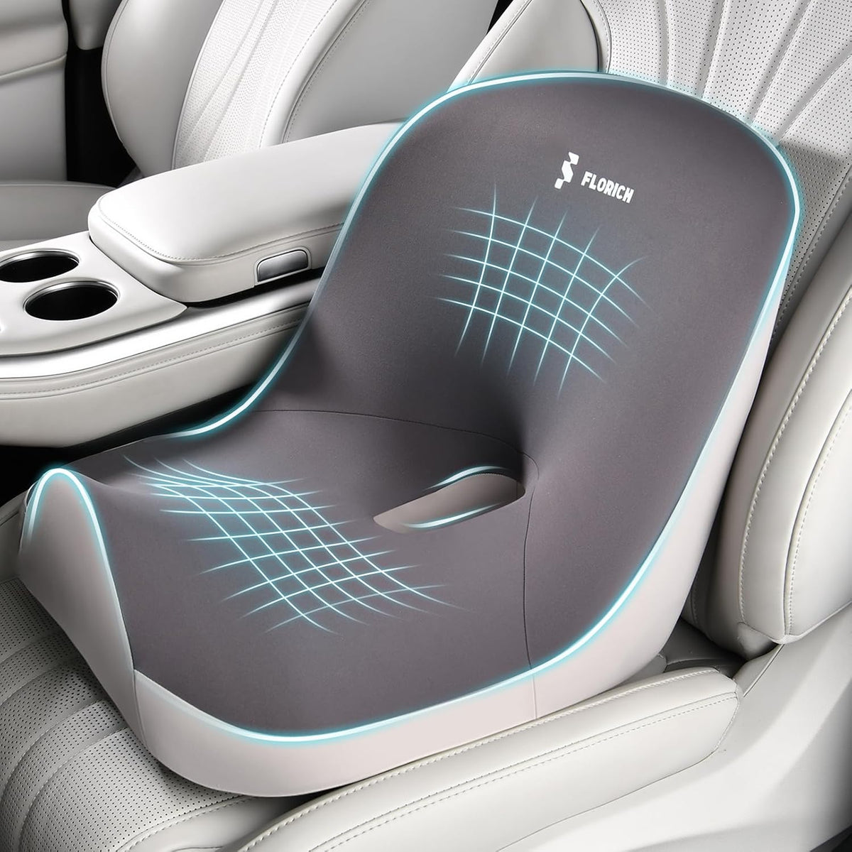 Car Seat Cushion and Lumbar Support Pillow, Larger Memory Foam Seat Cushion, Ergonomic L-Shaped Design Cushion for Back Pain Relief, Non-Slip Driving Cushion for Car, Office, Truck, Wheelchair-Black