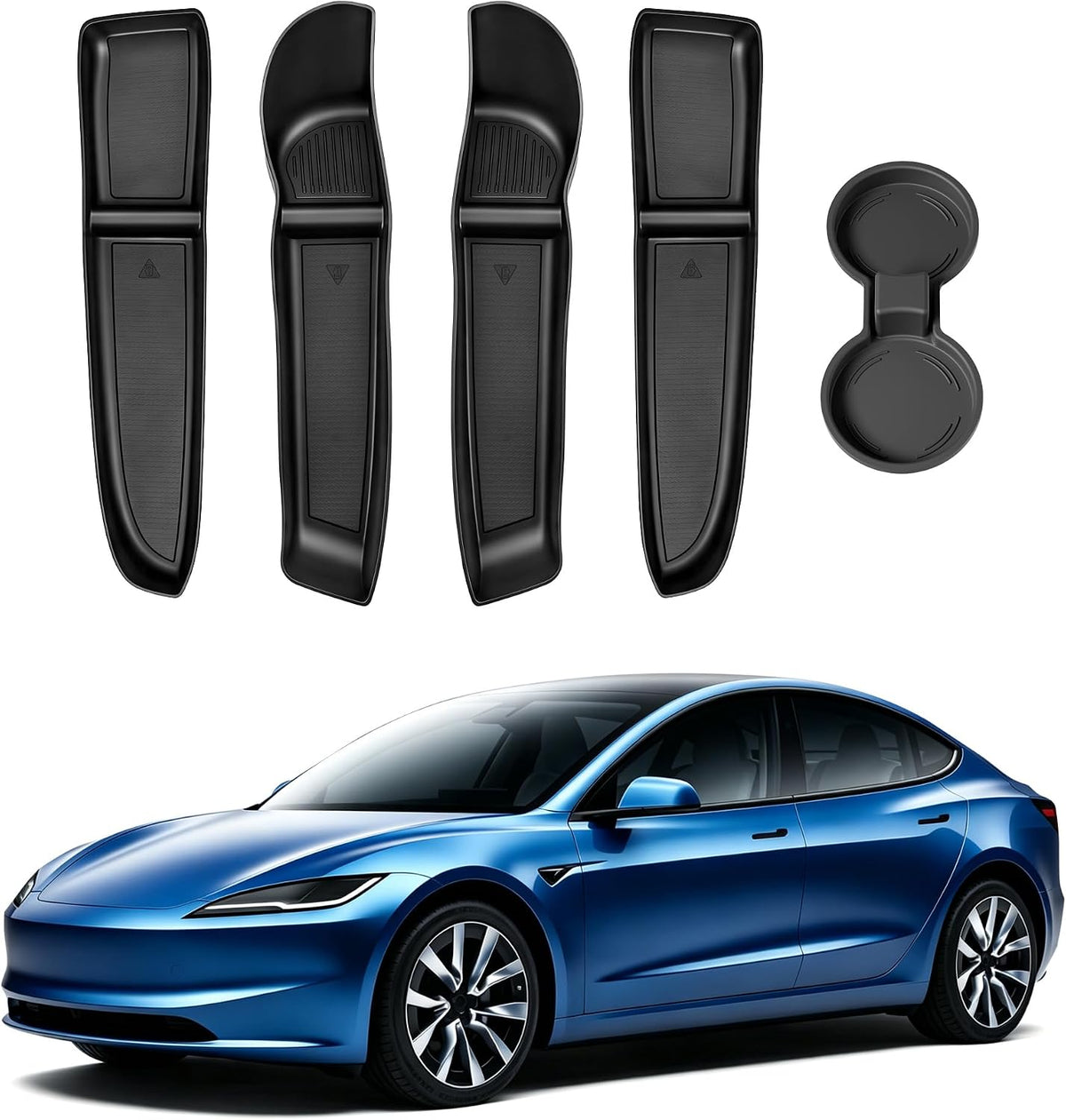 5PCS for Tesla Model Y Juniper(2025 2026) & YL Door Side Storage Box Cup Holder [Waterproof & Stay Clean] Front & Rear Door Pocket Liners for Tesla Model Y Juniper Accessories 2025 2026