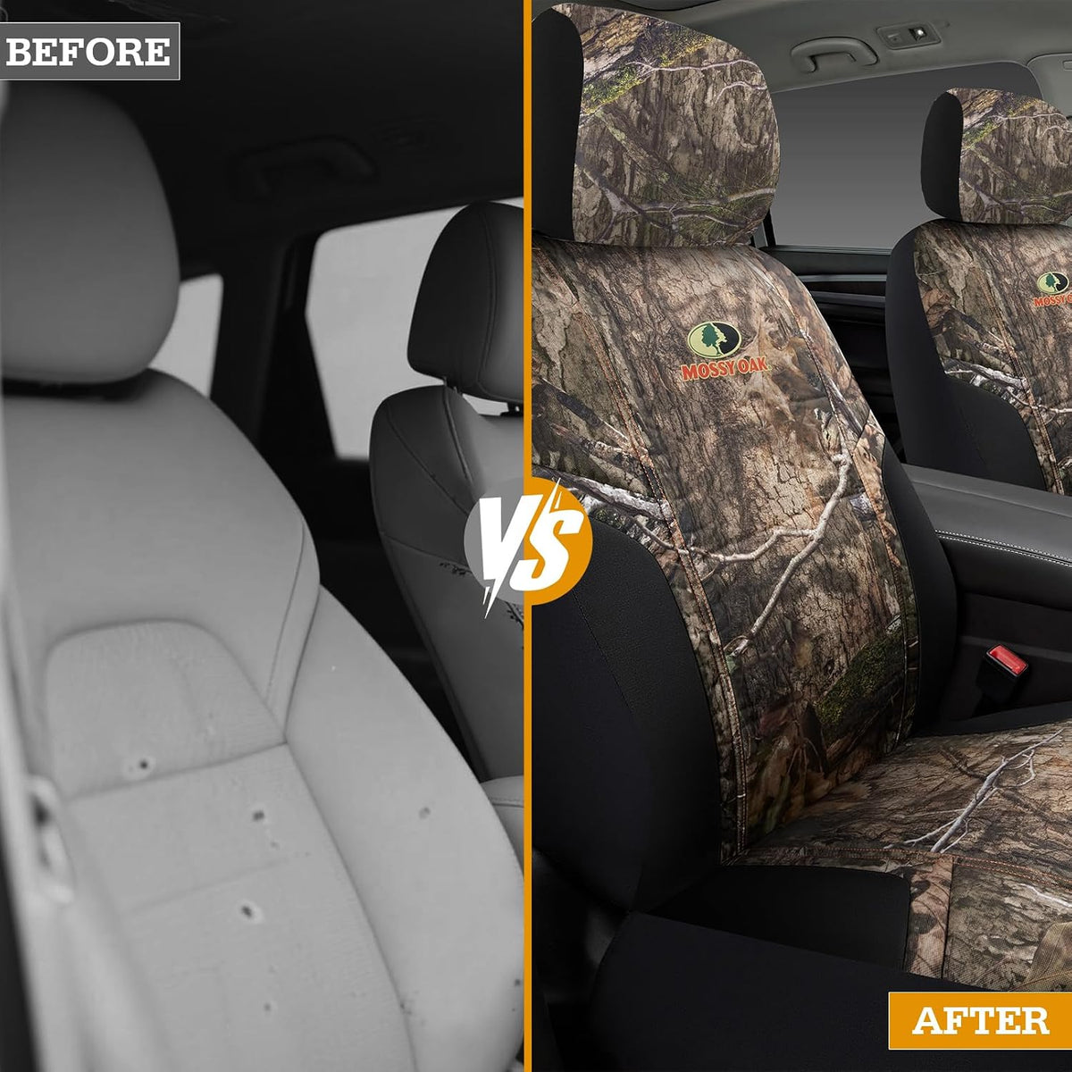 Mossy Oak Camo Seat Covers, Airbag Compatible, Universial Fit, Fit Most Bucket Seats - Made with Premium Rip-Stop Oxford Fabric - Official Licensed Product