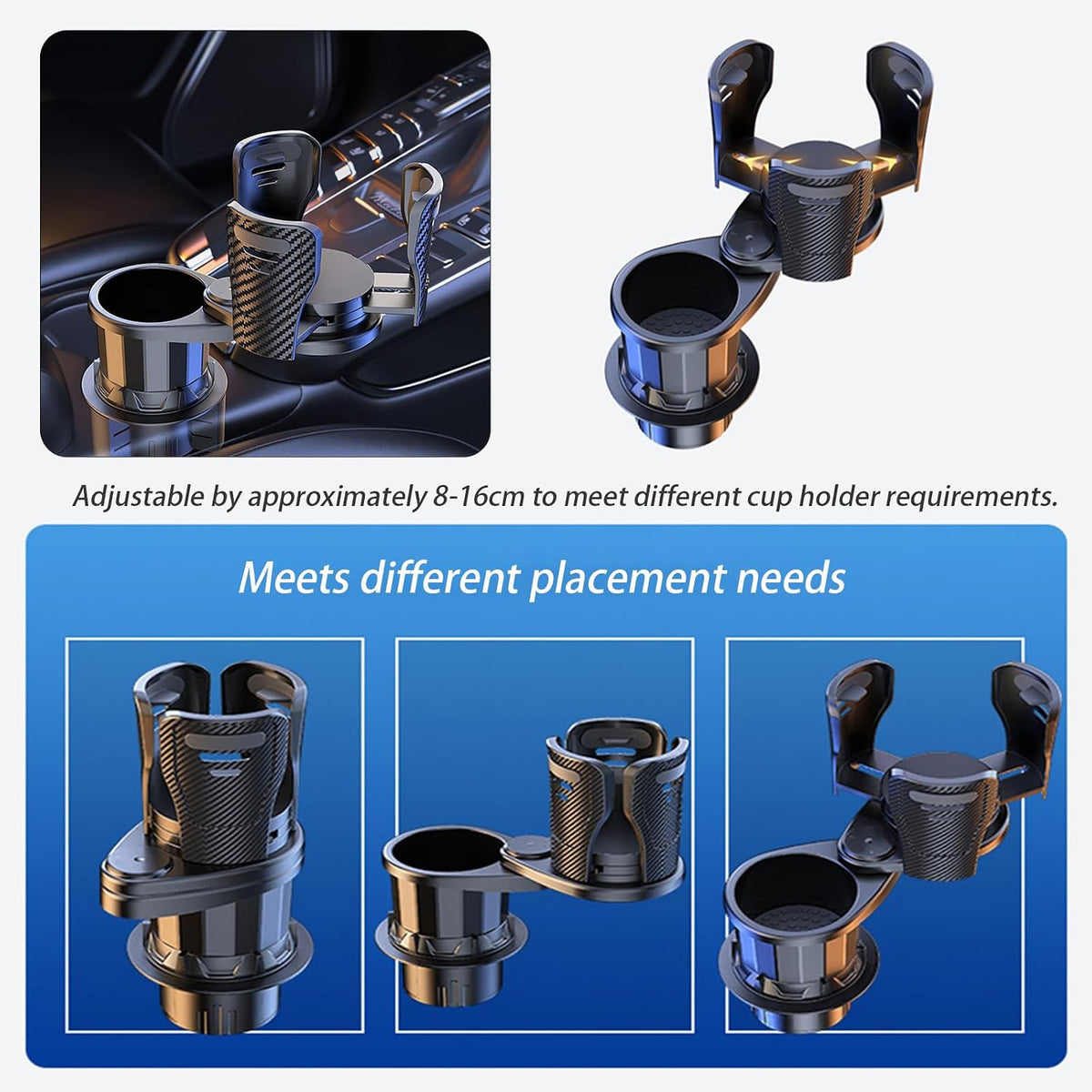 Car Cup Holder Expander for Subaru Forester 1997-2020 2021 2022 2023 2024 2025 2026, Multifunctional 2 in 1 Cup Holder Extender, 360° Rotating Car Drink Holder Adjustable Large Cup Holder