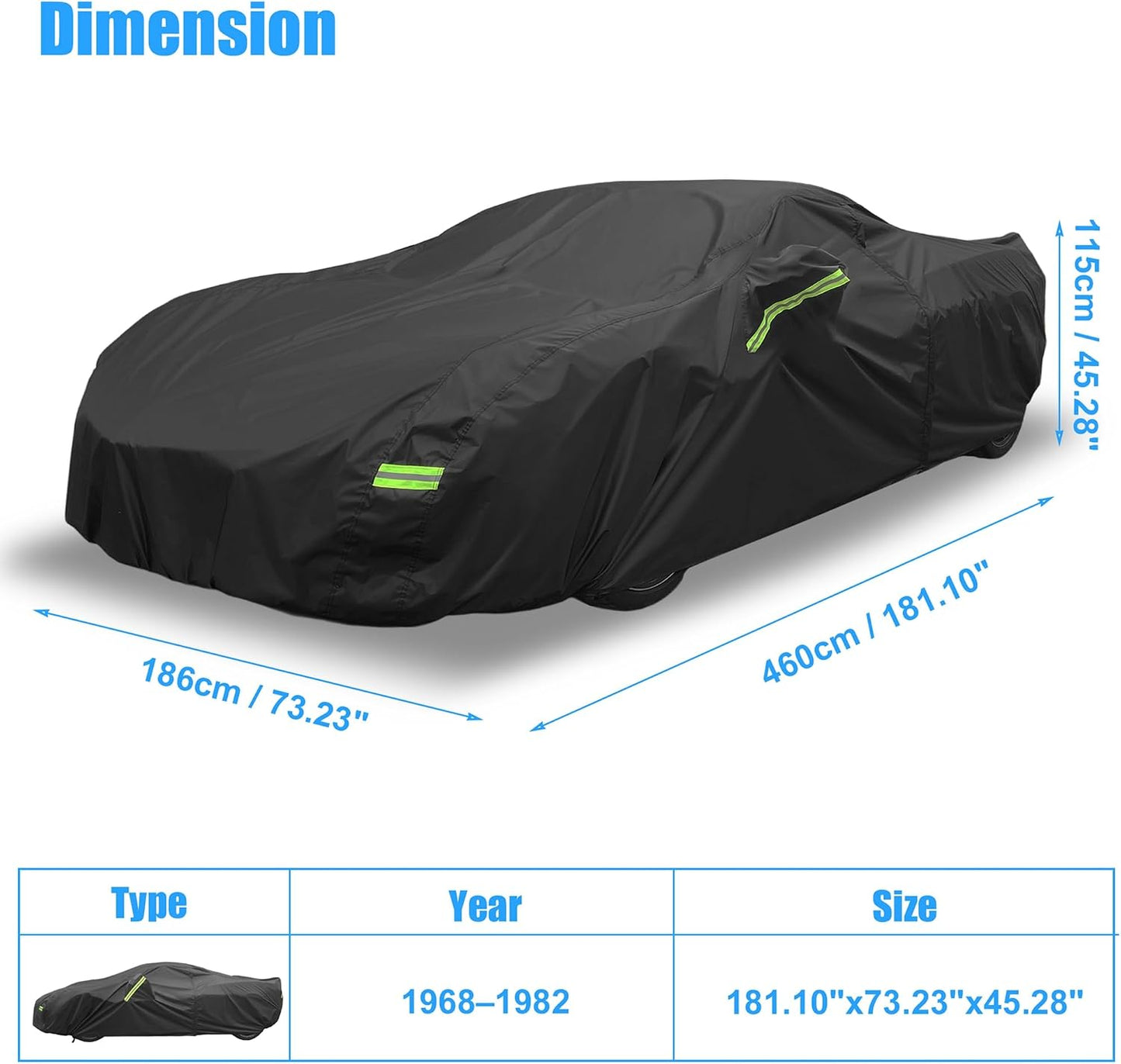 X AUTOHAUX Waterproof Car Cover for Chevrolet Corvette C4 C5 C6 C7 1984-2019 210D Outdoor Full Car Cover All Weather Windproof Sun Rain Protection with Door Zipper