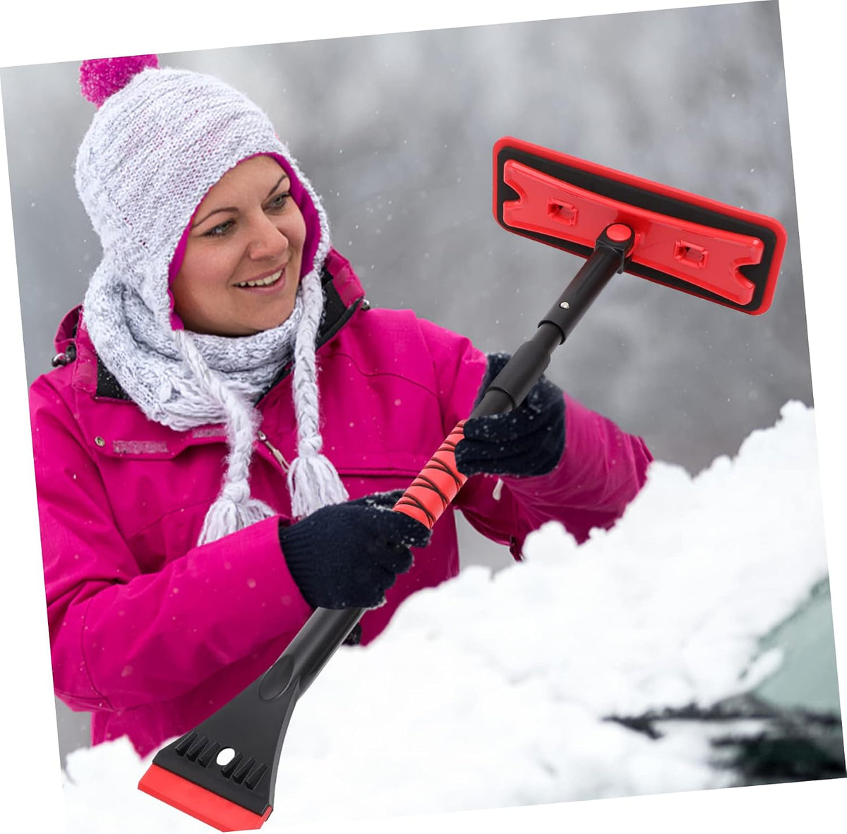Hemoton Xmas Car Snow Scraper Tool with Ice Scraper, Extendable Snow Brush
