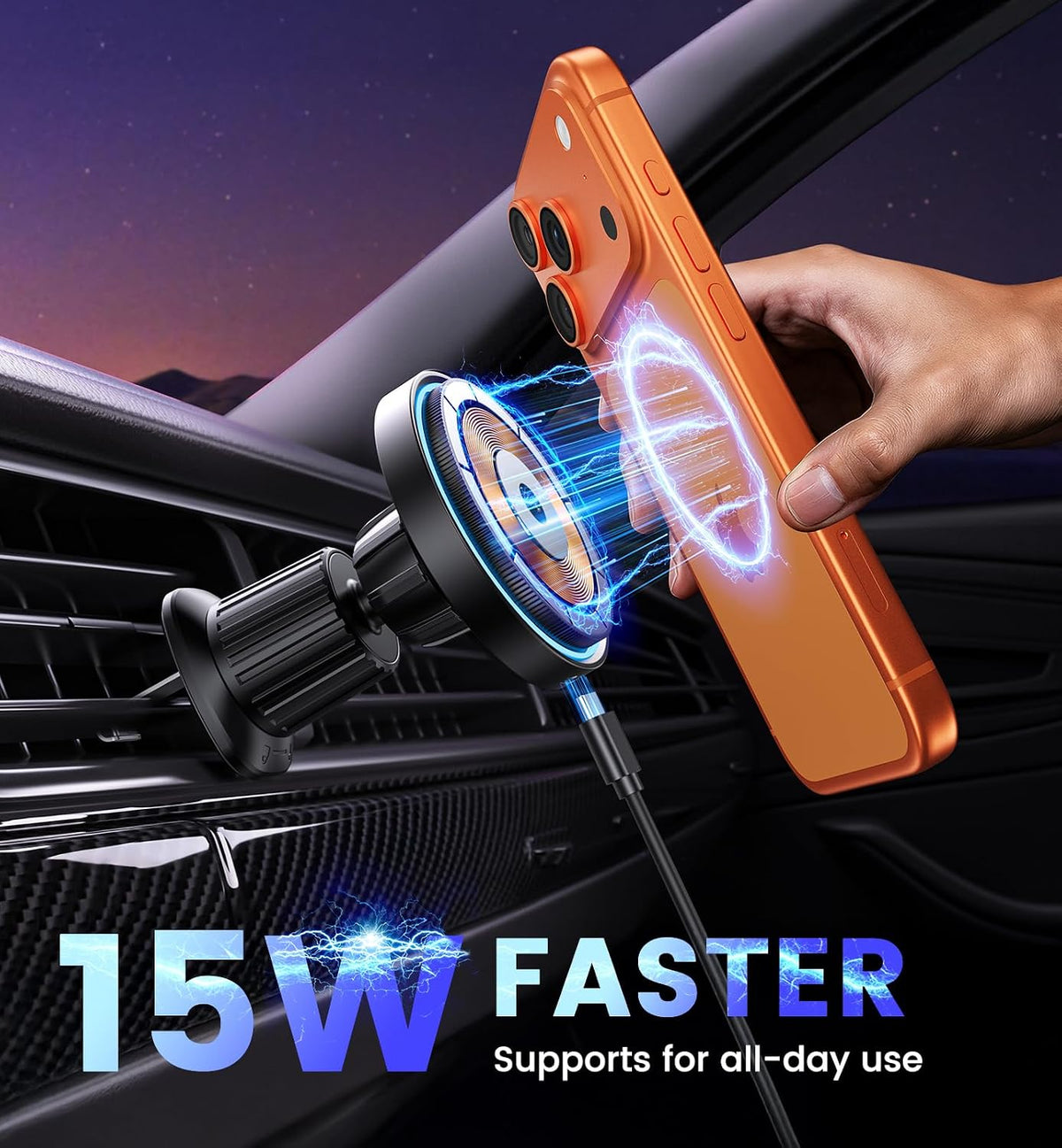 3 in 1 Magnetic Car Charger Mount 15W for iPhone 18-12 Pro Max
