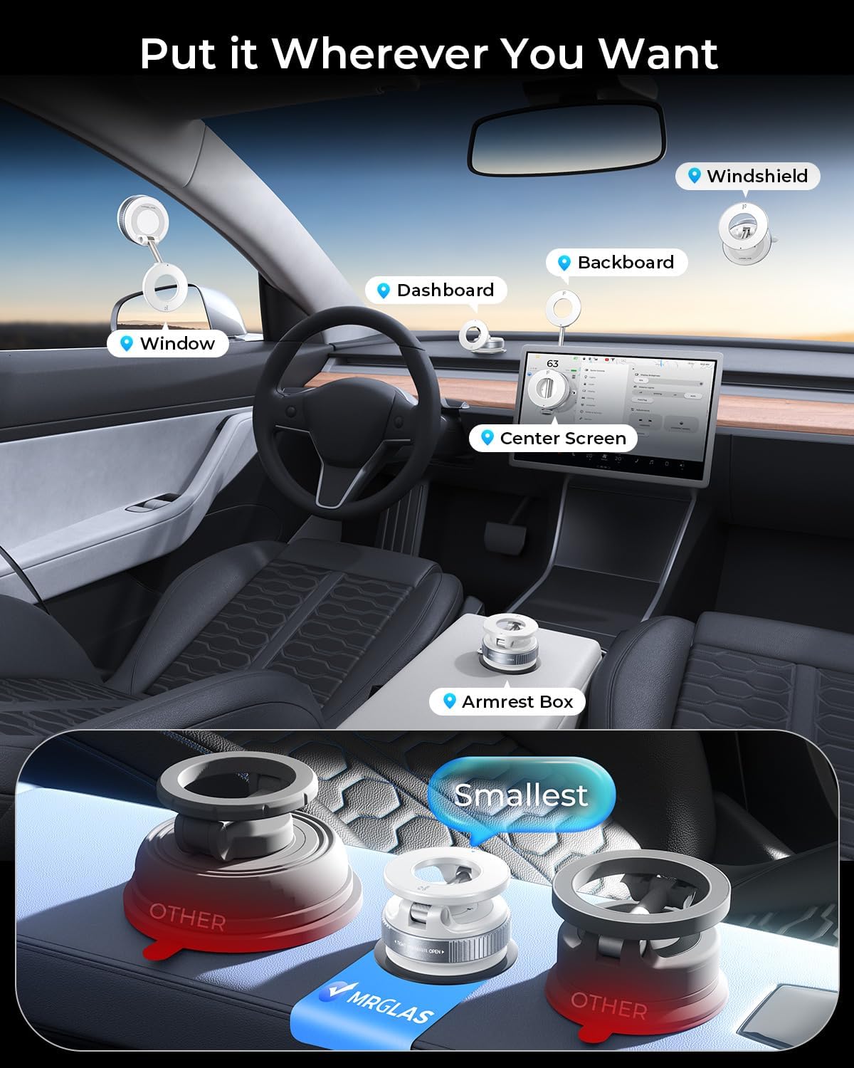 MRGLAS 2026 Upgraded for MagSafe Vacuum Car Phone Mount
