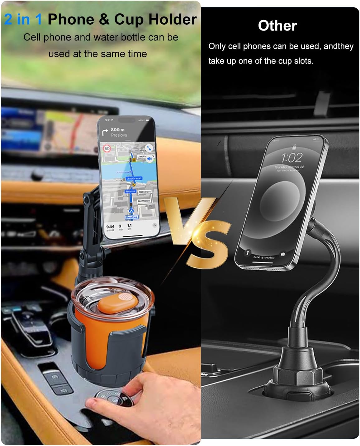 Magnetic Phone Holders for Your Car Cup Holder & Air Vent-2 Packs