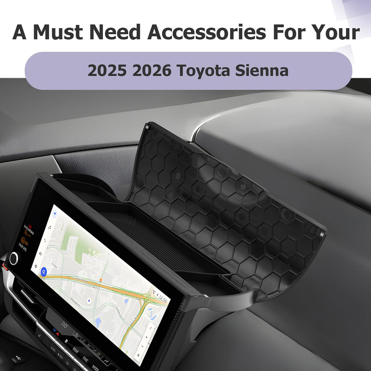 LUWU New 2026 Sienna Accessories Dashboard Storage Tray Compatible with 2025 2026 Toyota Sienna Accessories Behind Screen Organizer Display Box Dash Tray w/Lid (ONLY for 12.3-INCH Screen)