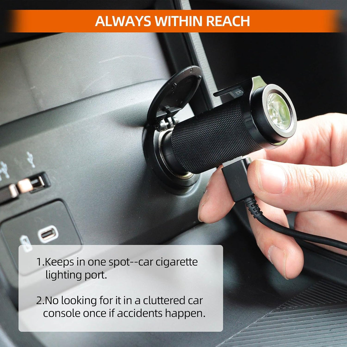 Car Window Breaker Tool, Window Breaker Seatbelt Cutter, Mini Metal Safe Hammer Car Window Breaker, 6 in 1 Car Emergency Kit Includes 18W USB Car Charger & 3-Colour LED Rechargeable Flashlight
