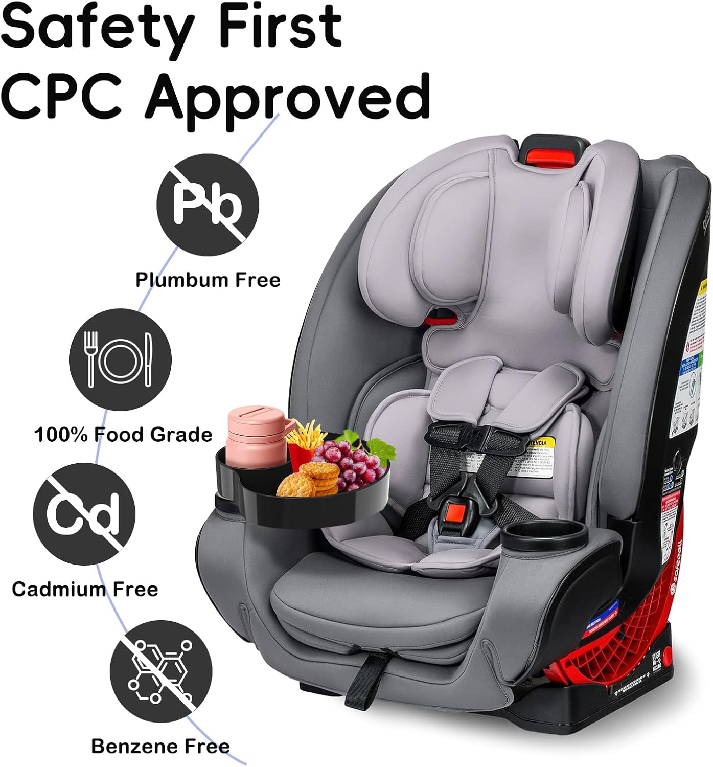 [2 Packs] Kids Car Seat Tray, Travel Tray with Cup Holder for Toddler Baby, Kids Car Seat Food Snack Organizer for Road Trip, Stroller snack tray travel must haves - Black