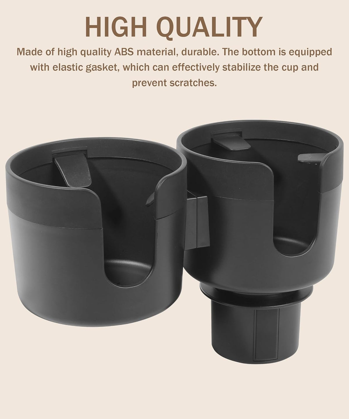 Unifizz 2-in-1 Multifunctional Car Cup Holder Expander Adapter - Black ABS Plastic - Universal Fit