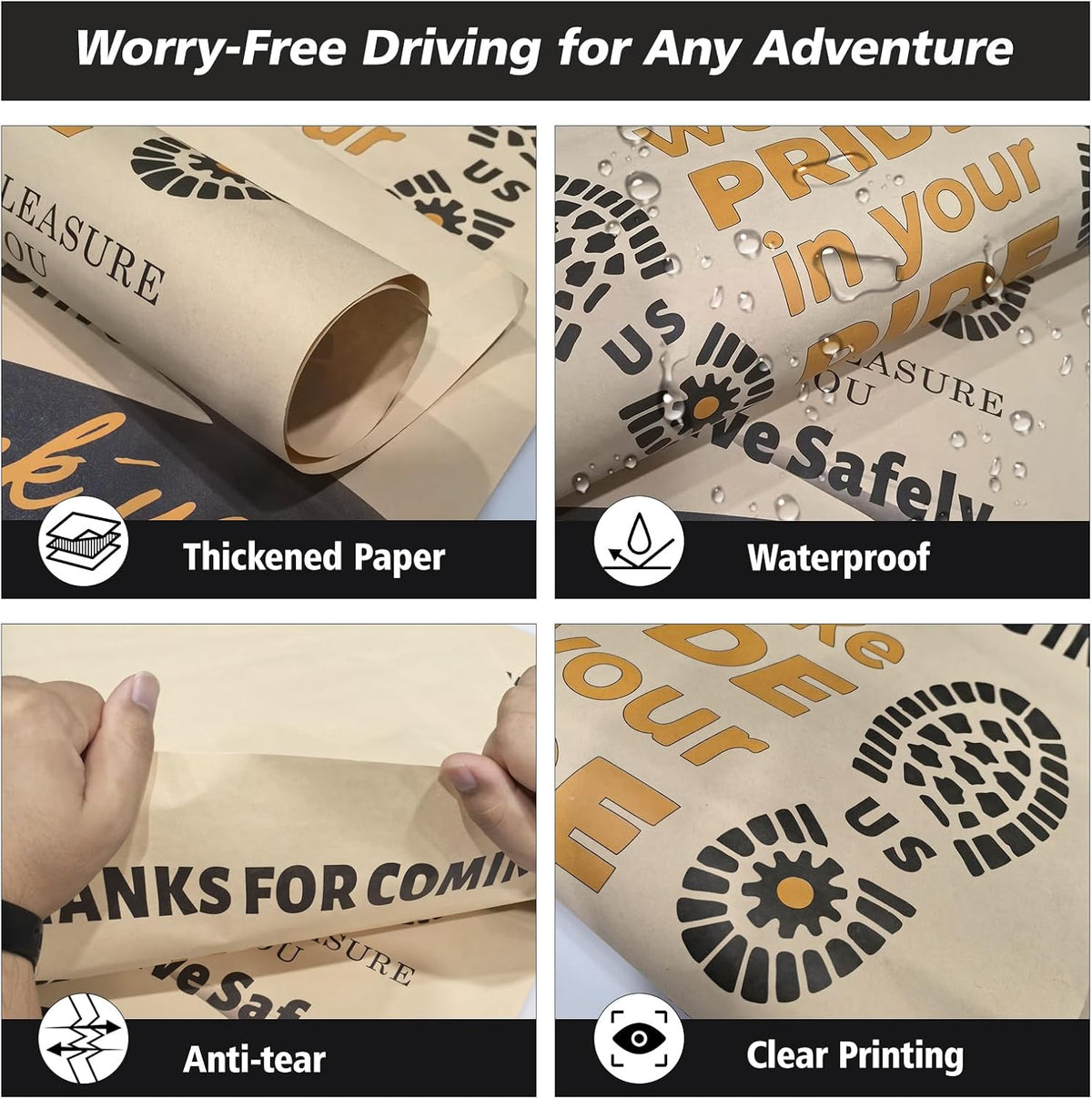 KAFEEK Disposable Paper Car Floor Mats, Temporary Cover, 16x20 Inch, 50PCS