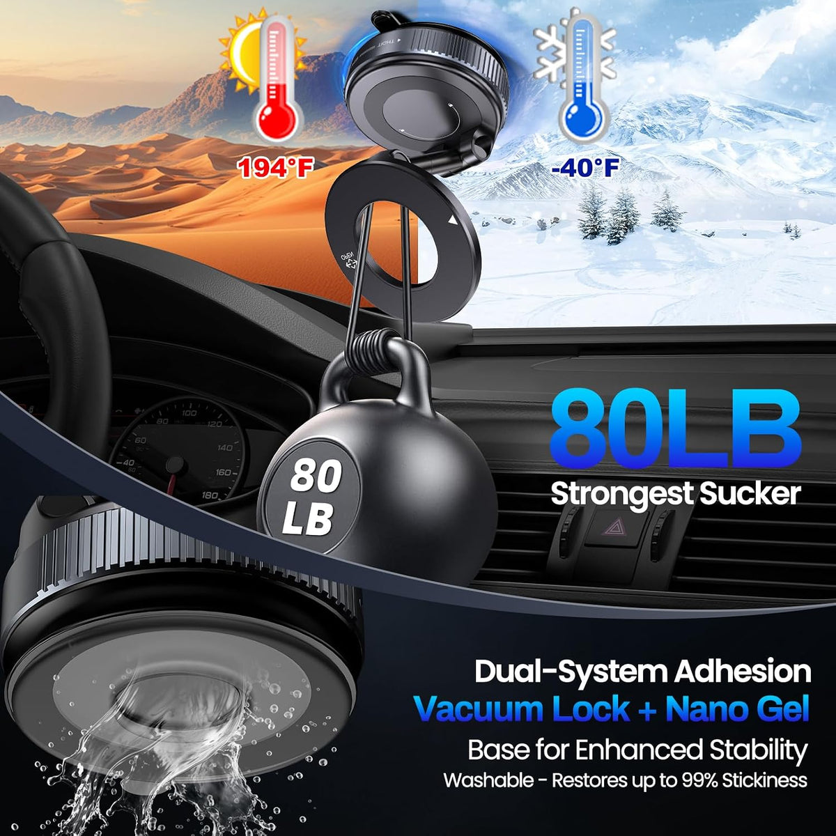 Jikasho Magnetic Phone Holder for Car, Suction Cup Phone Mount for Magsafe