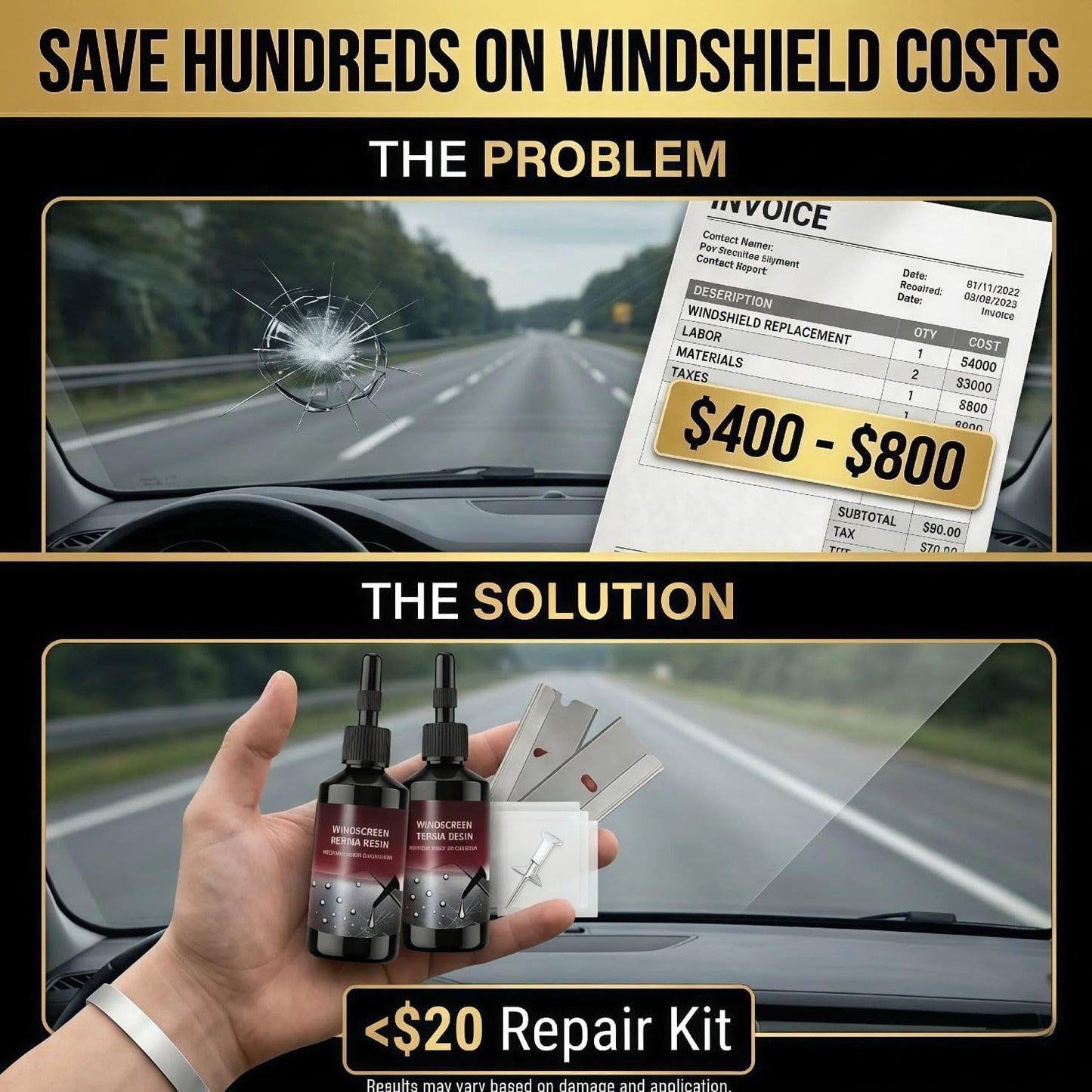 New 2Pack Windshield Repair Kit, 5Min Quick-Repair Nano Glass Repair Fluid. Suitable for Repairing car Windows, Rearview Mirrors and Glass.