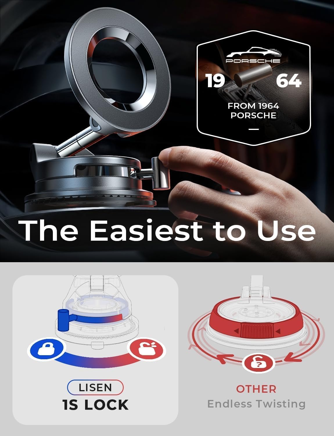 LISEN 2 Pack for MagSafe Car Mount for iPhone 18 Pro Max, Suction Phone Mount Vacuum, Magnetic Phone Holder for Car, Magnetic Car Phone Mount, Car Mount for iPhone Holder for Car Gifts iPhone 18 17