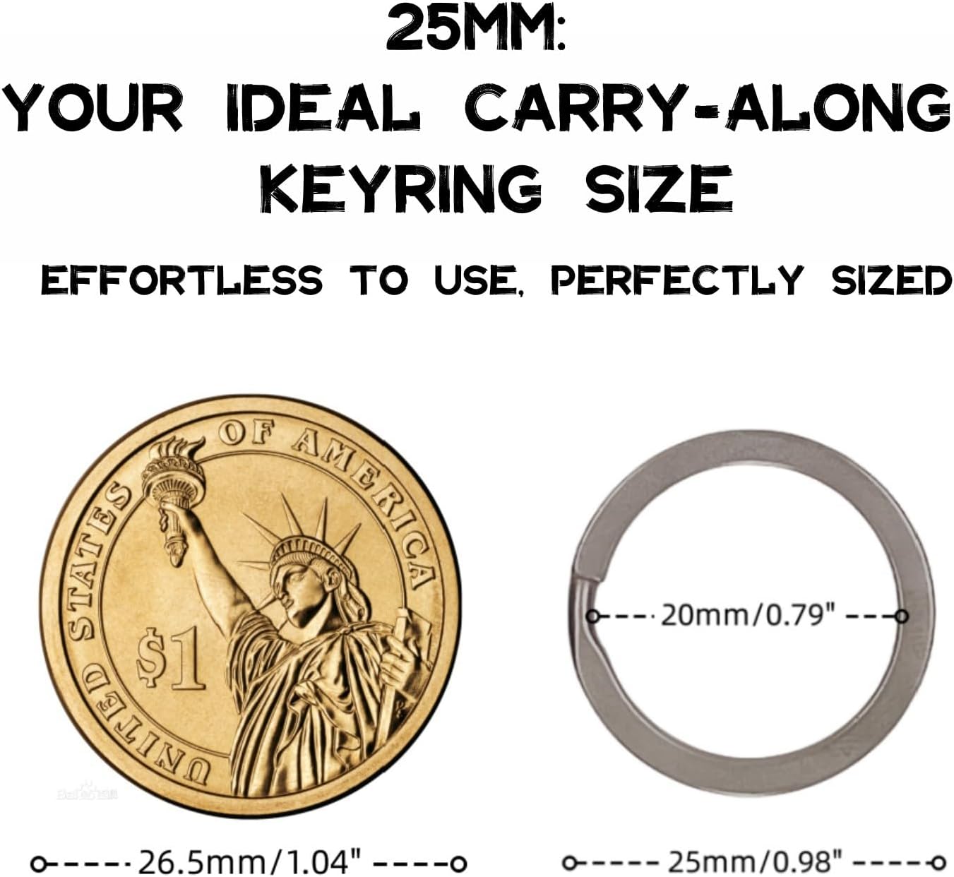 Titanium Key Rings - 25mm Flat Split Rings for Car Keys, 5-Pack | Premium GR2 titanium, ultra-lightweight & non-magnetic. 25mm flat split rings for secure key carry. 5-pack rustproof loops