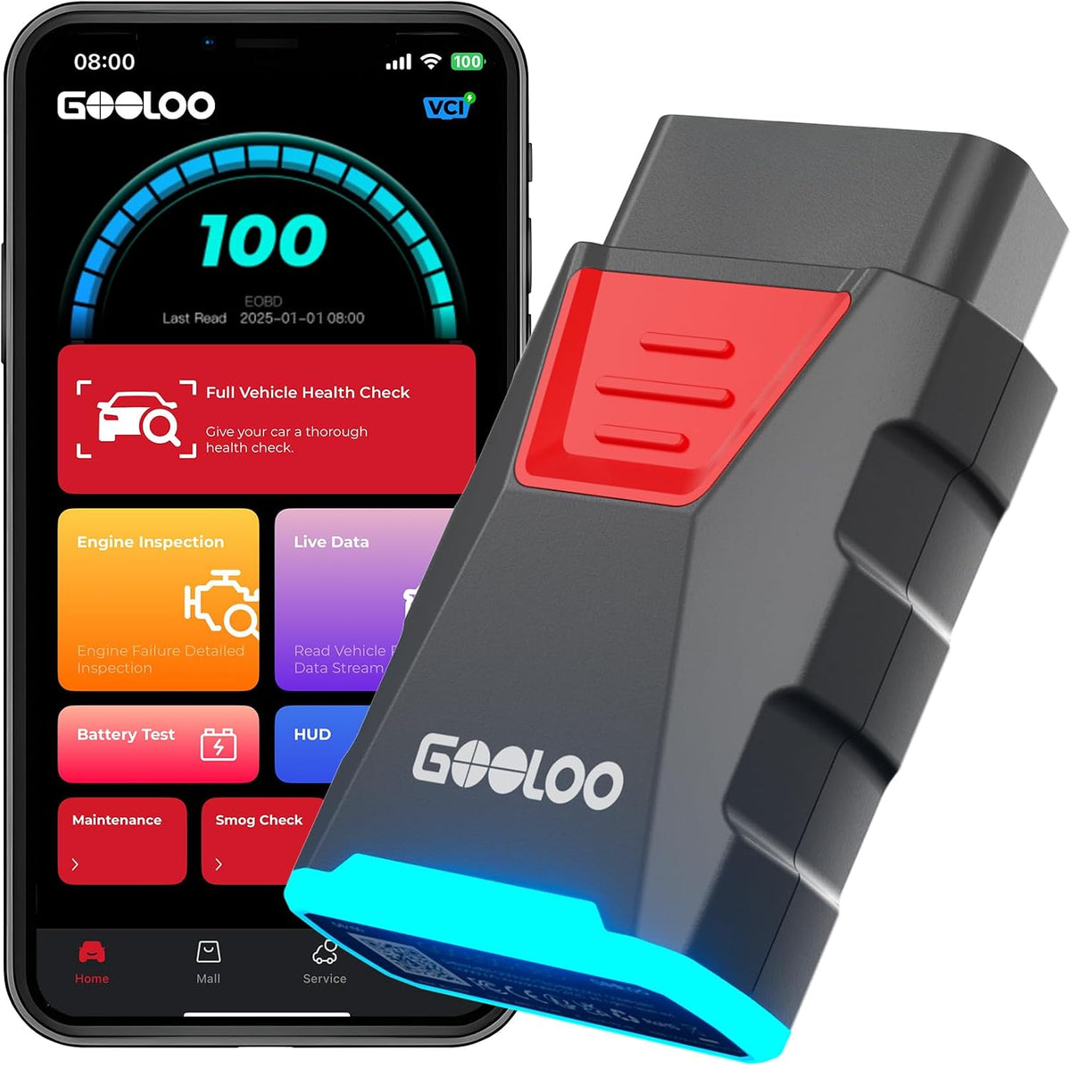 GOOLOO DS100 OBD2 Scanner Bluetooth, OBDII Car Code Reader for iOS& Android
