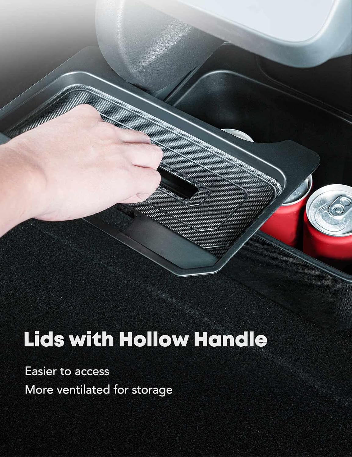 YHTAUTO Rear Center Console Organizer with Lid Fit for Tesla Trash Can Model Y 2020-2026, TPE 2nd Row Center Console Storage Box Tissue Holder Rear Middle Storage Bin
