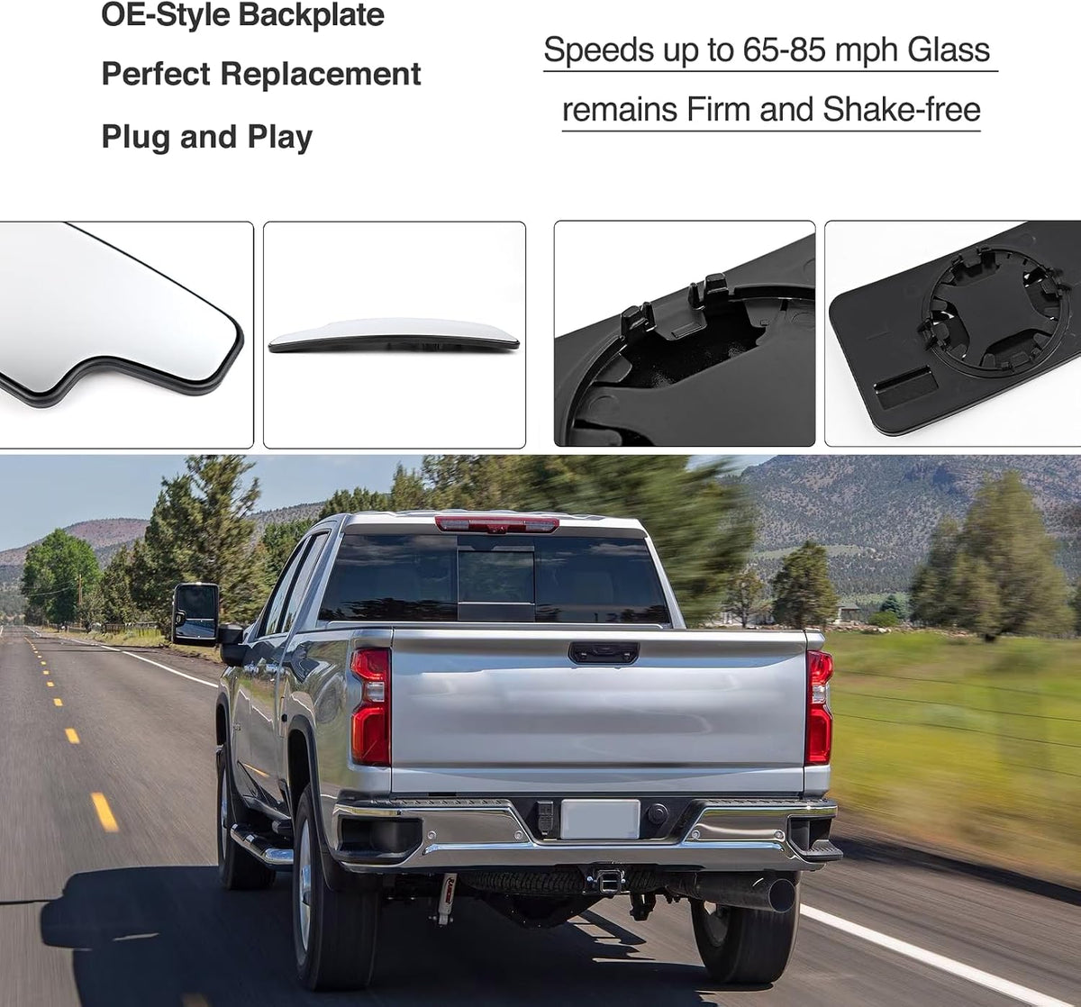 Passenger Side Lower Towing Mirror Glass for 2019-2025 Silverado Sierra