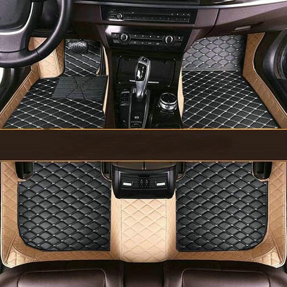 Custom Personalized Car Floor Mats (Beige and Black White)