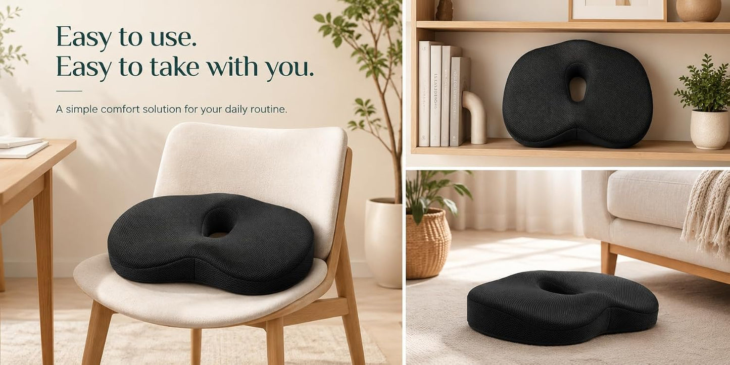 Comfort Digest DonutRelax Ergonomic Donut Seat Cushion | Breathable Cover, Center Opening, Non-Slip Base