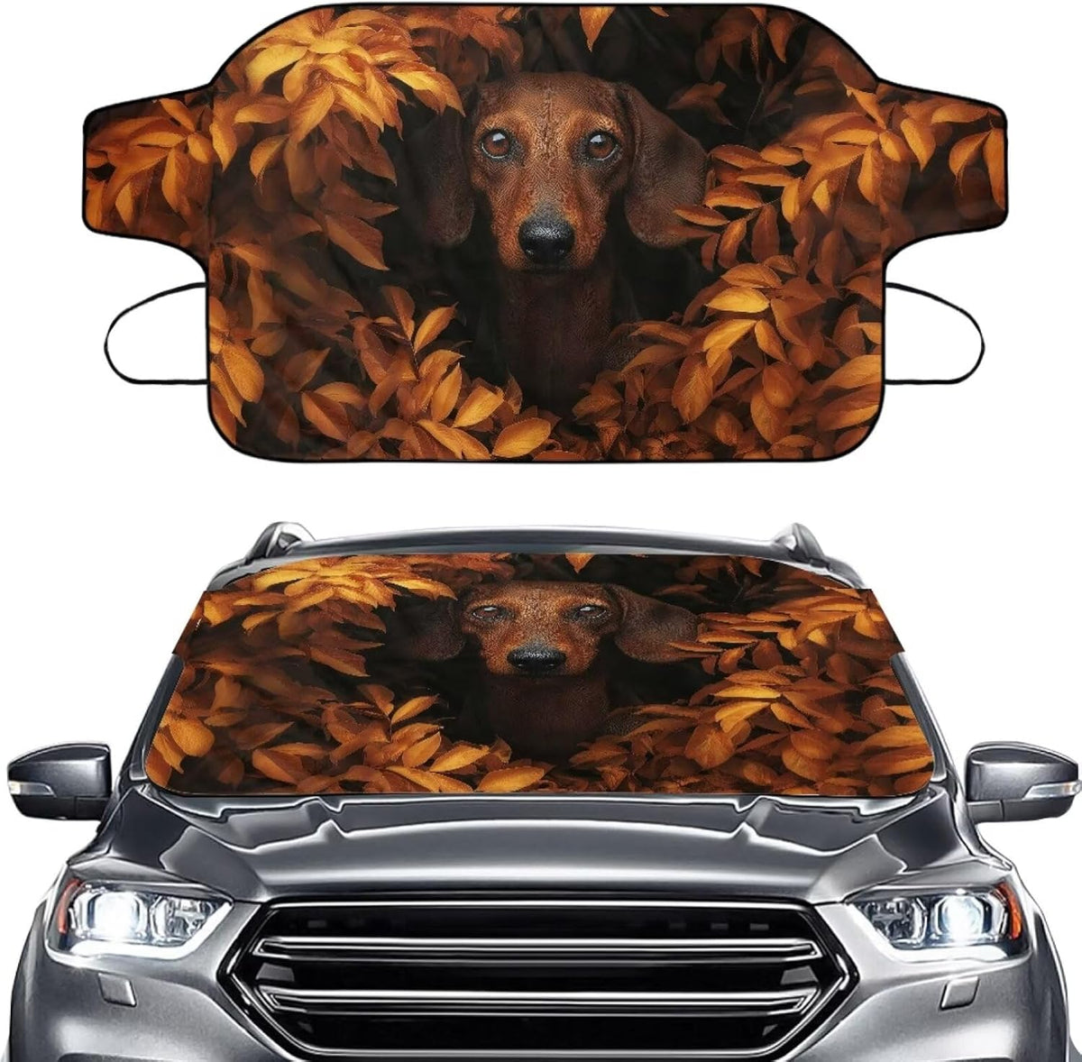 Boho Mandala Hummingbird Print Windshield Snow Cover for Cars, Auto Windscreen Covers Car Winter Ice Sunshade Protector Includes Anti-Theft Straps Fits Most Trucks, Vans, SUVs