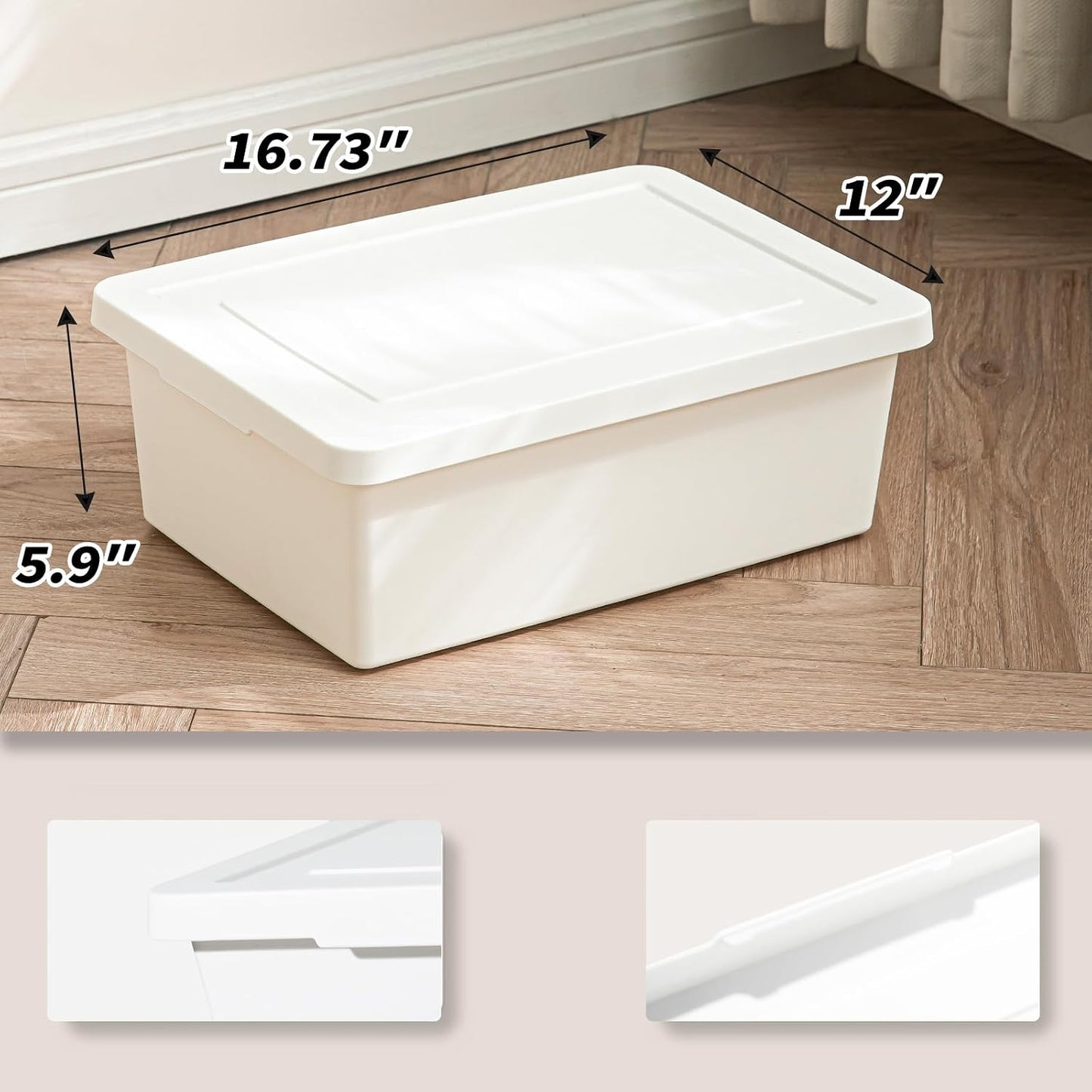 Yishyfier 15 Quart Stackable Plastic Storage Bins with LidsStorage Container for Organizing, Storage Boxeswith Handle for Shelves, Cube Storage Bin for CraftSnacks, (white，2L)