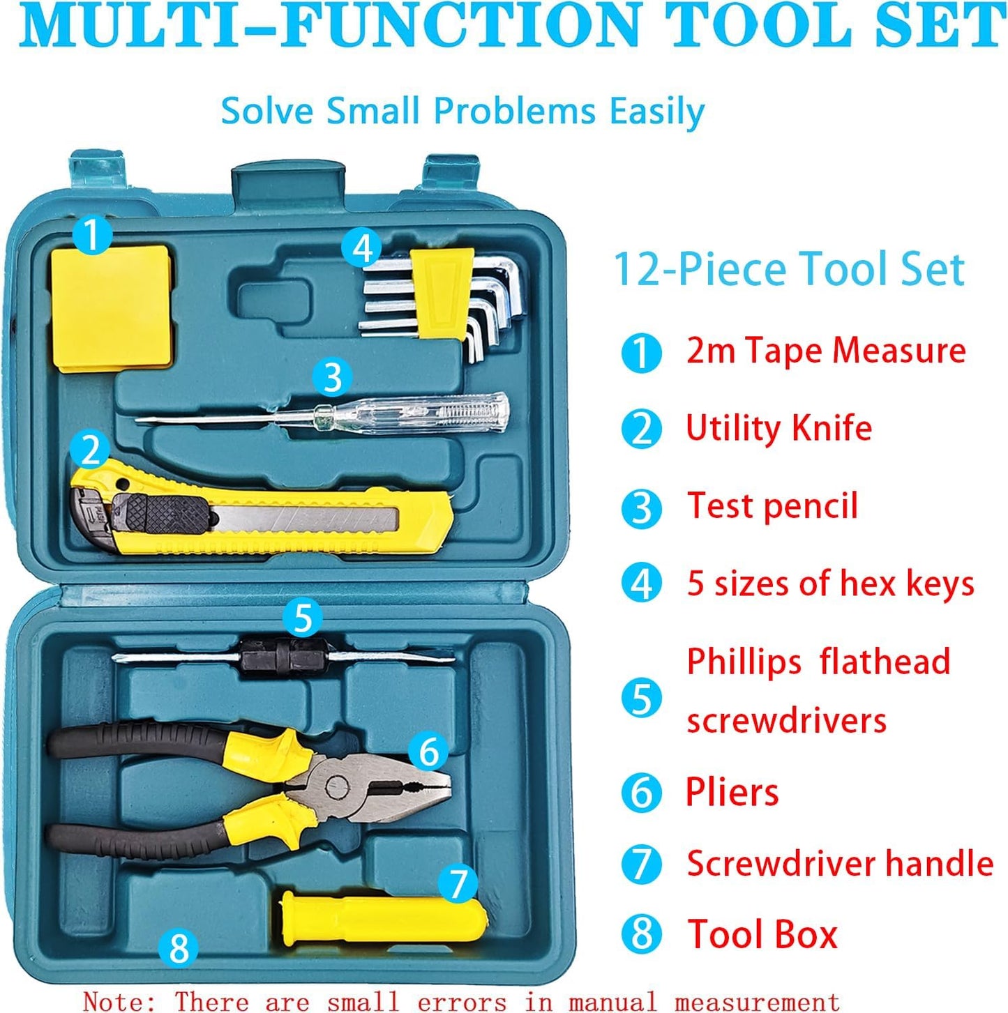 Emergency Roadside Kit with Jumper Cables Kit for Car, Safety Car Kits | Car Emergency Kit High Power Handheld Vacuum, Warning Triangle, Safety Hammer, Tow Rope, Gifts for New Drivers