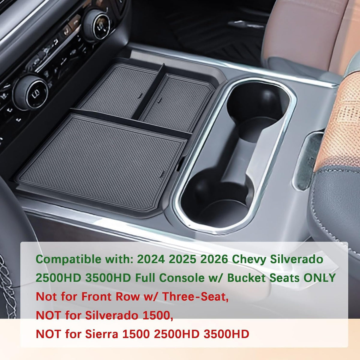 Front Center Console Organizer Tray for Chevy Silverado 2500HD/3500HD
