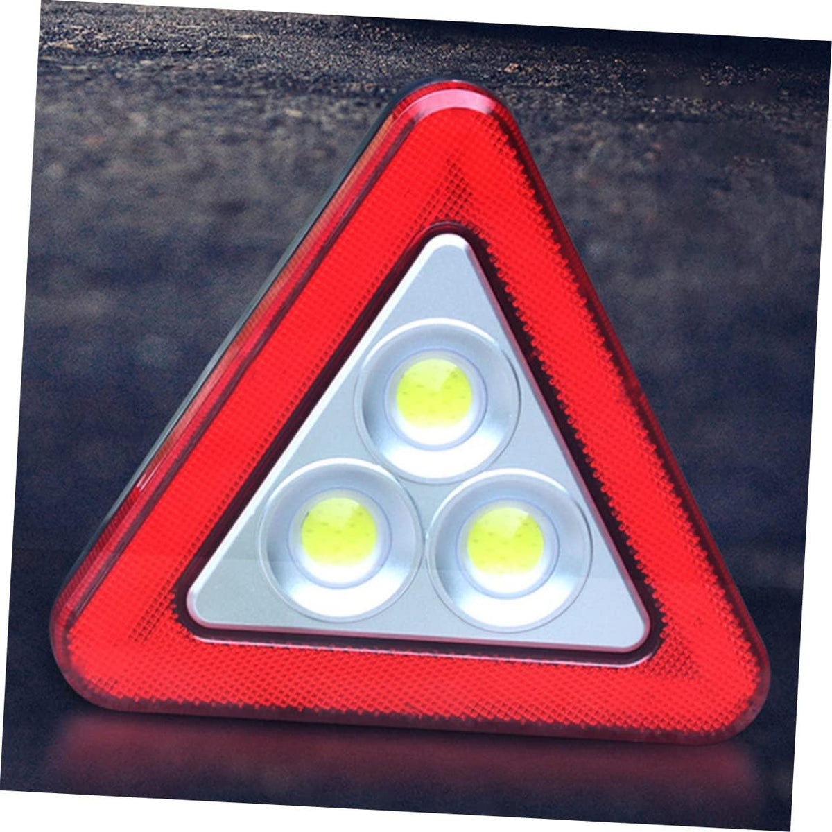 Reflective Roadside Safety Triangle with LED Lights, Plastic