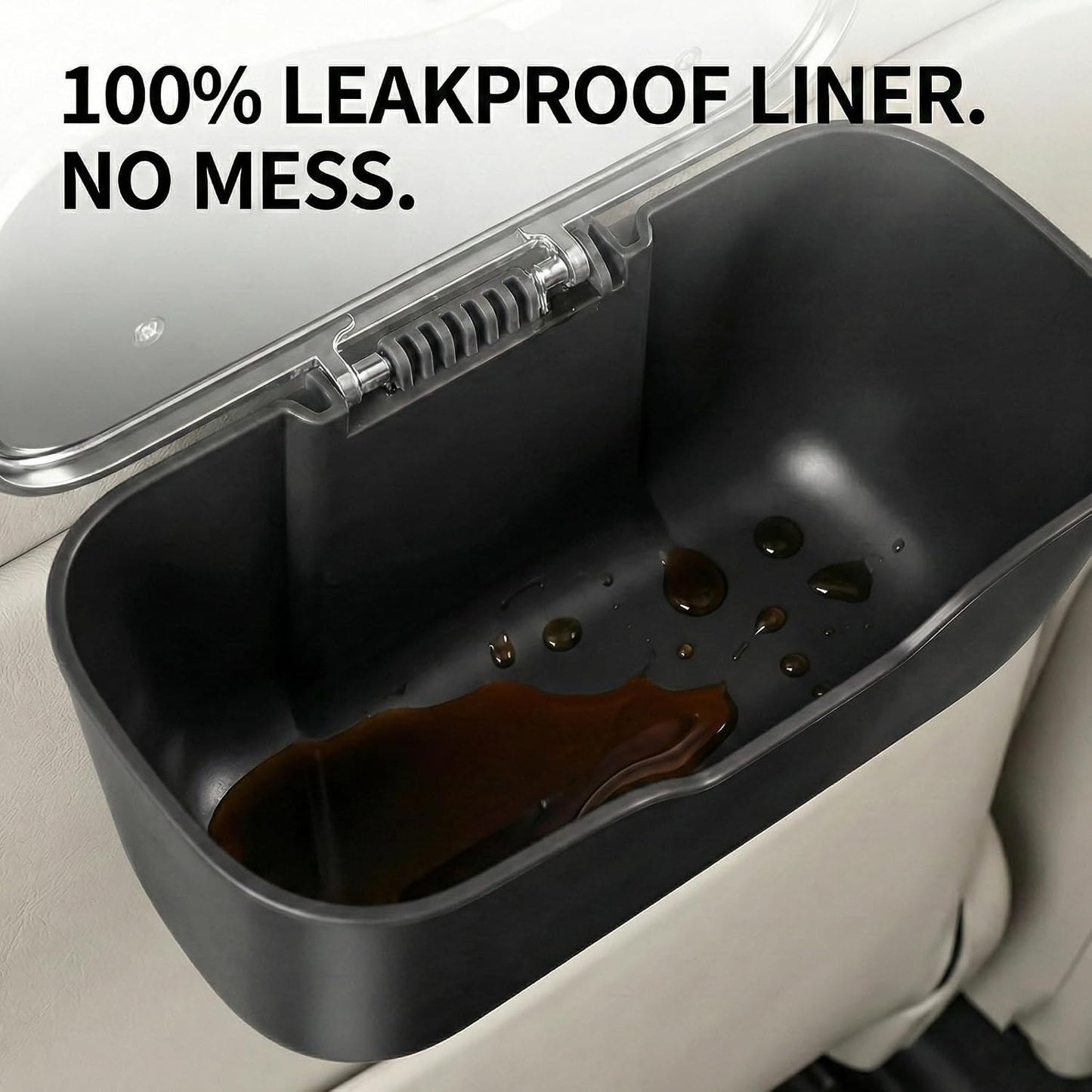 Car Trash Can with Lid - Leakproof Hanging Car Garbage Bin for Door & Seat Back - Waterproof Auto Trash Bag & Multifunctional Storage Organizer for SUV, Truck, Sedan (Black)