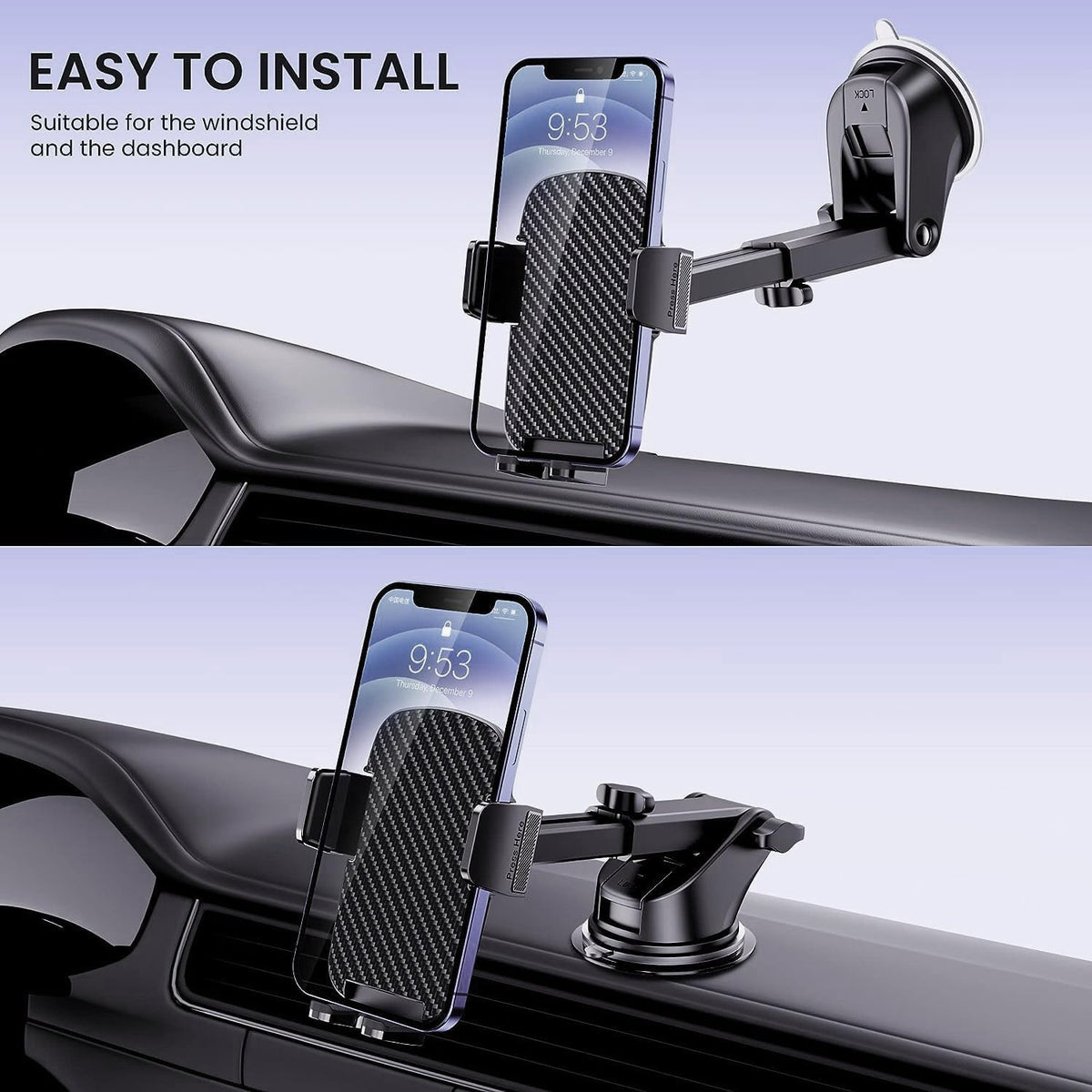 Qifutan Car Phone Holder Automobile Cell Phone Holder Car Mount for iPhone Universal Car Dashboard Mount Fit All Phones Cell Phone Camera Mounts