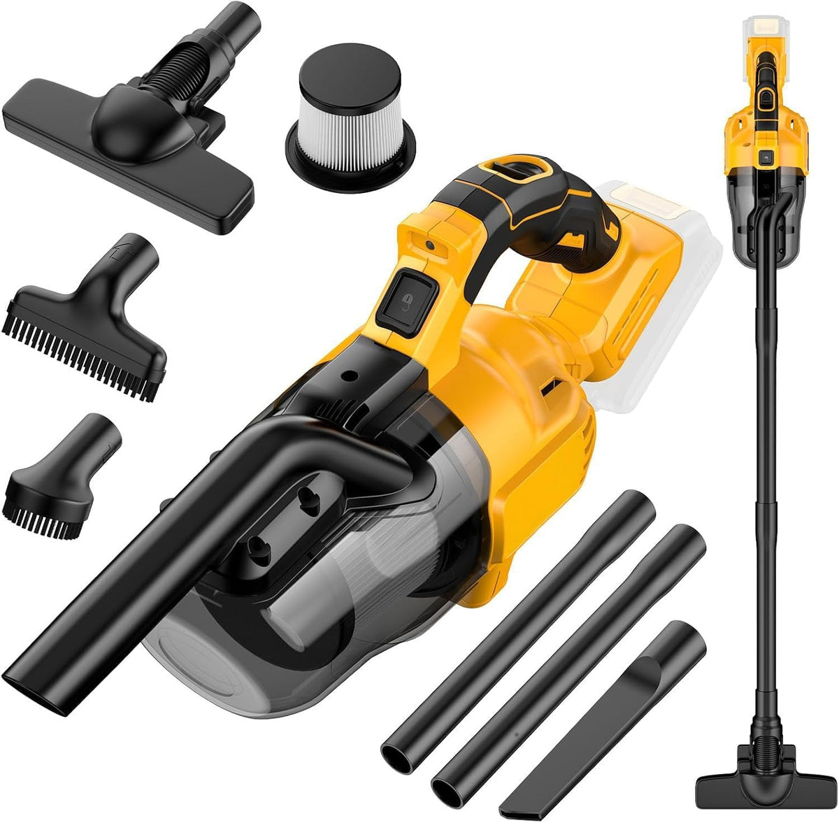 Cordless Vacuum Cleaner Compatible with De-Walt 20v, Brushless Stick Vacuum with Washable HEPA Filter 55CFM Handheld Vacuum Cleaner for Home Car Hardwood Floor Carpet Shop Vac(Tool Only)
