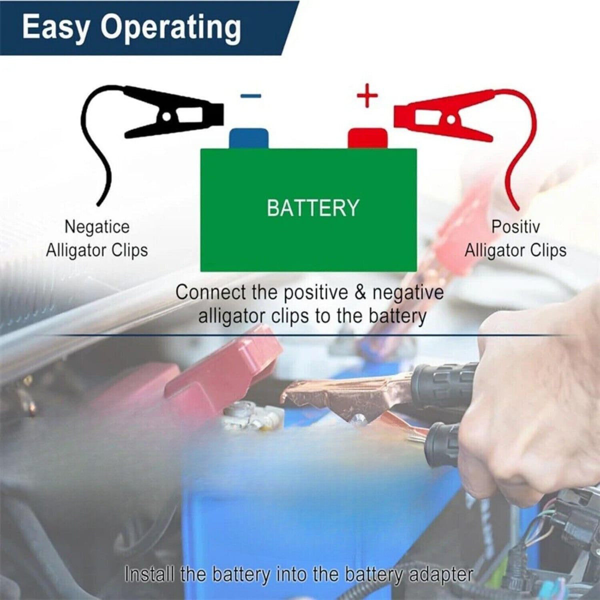 Jumper Cable Clamps Kit for Kobalt 24V Battery Jumper Starter Automotive Booster Cables 6Ft 12AWG Power Tool Line for Car Riding Mower Motorcycle