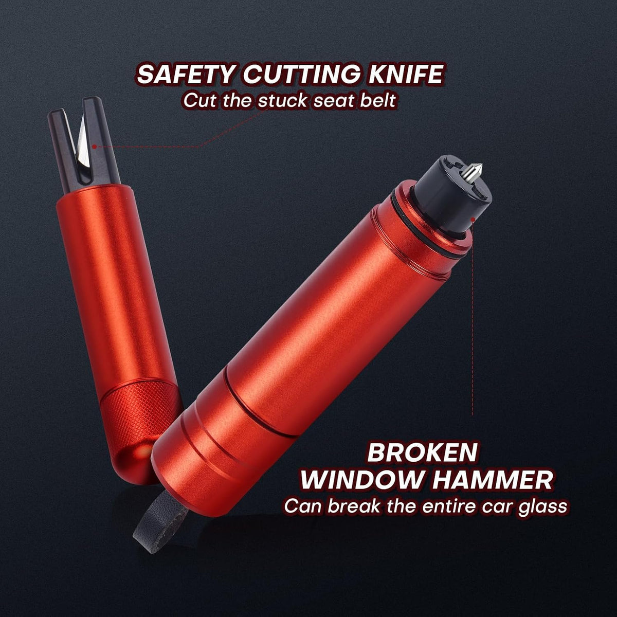 Car Window Breaker Seatbelt Cutter for 2018-2024 Jeep Wrangler JL & Gladiator JT, Glass Breaker Hammer Seatbelt Cutter Safety Glass Breaking,Red