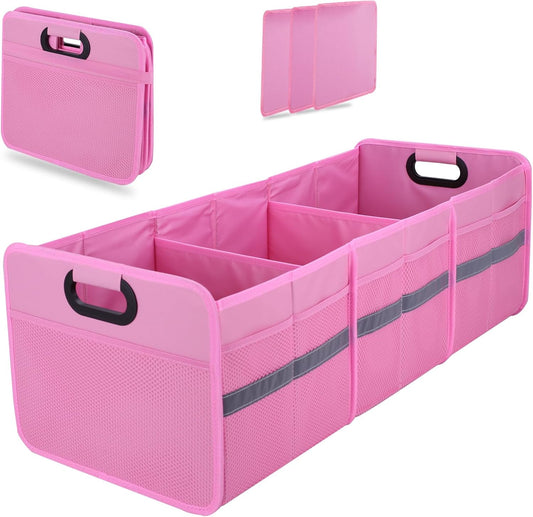 Homeve Large Collapsible Trunk Organizer with Multi Pockets, 3 Compartments Storage Organizer for Car, SUV, Minivan